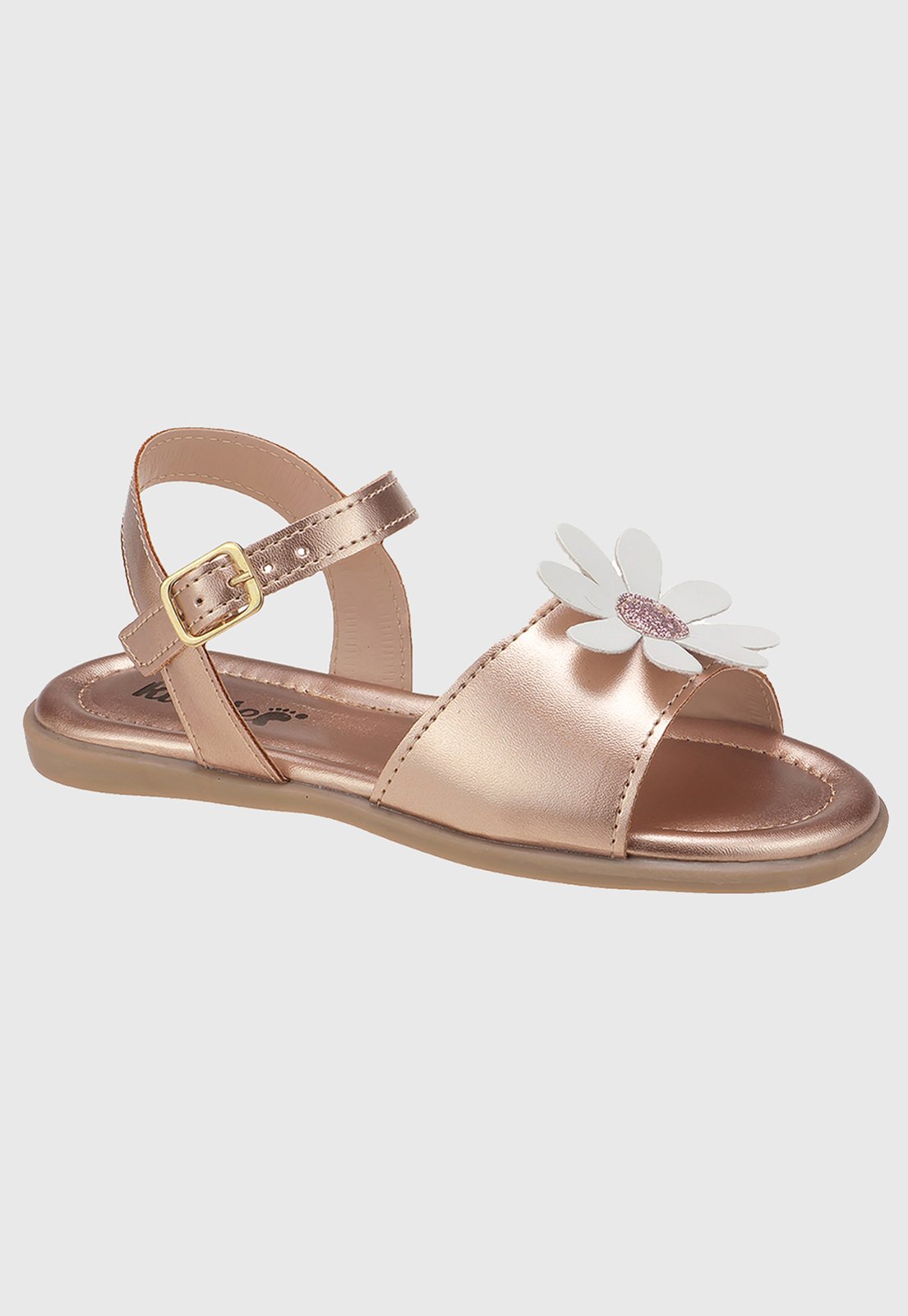 Vista 2 Infantil - Sandália Menina Rasteira Margarida tep Kidstep rosa Kidstep rosa