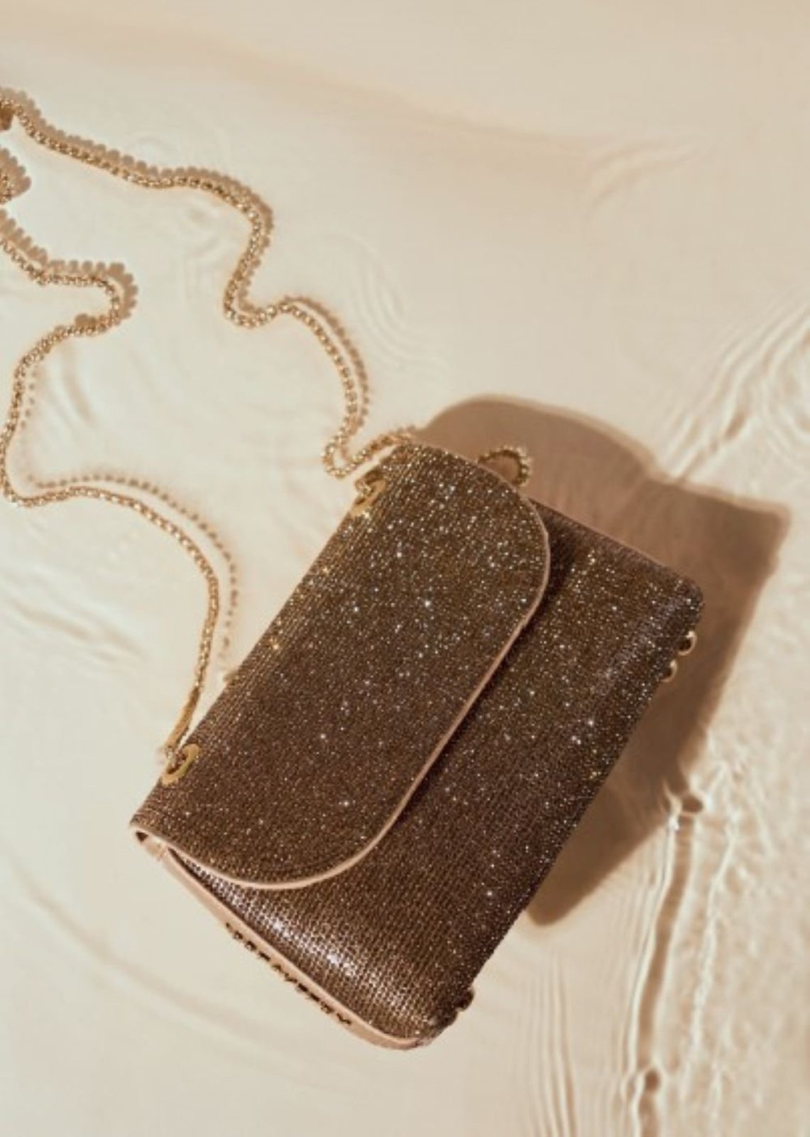 Bolsa Morena Rosa Crossbody Com Brilho - Dourado