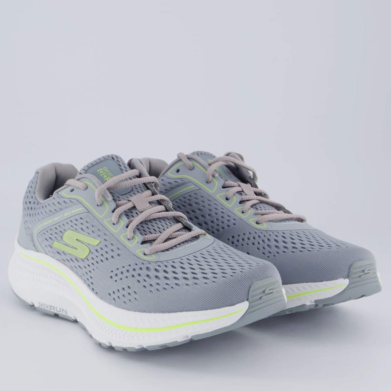 Vista 3 Tênis Skechers Go Run Consistent 2.0 Cinza e Verde cinza verde Skechers cinza verde