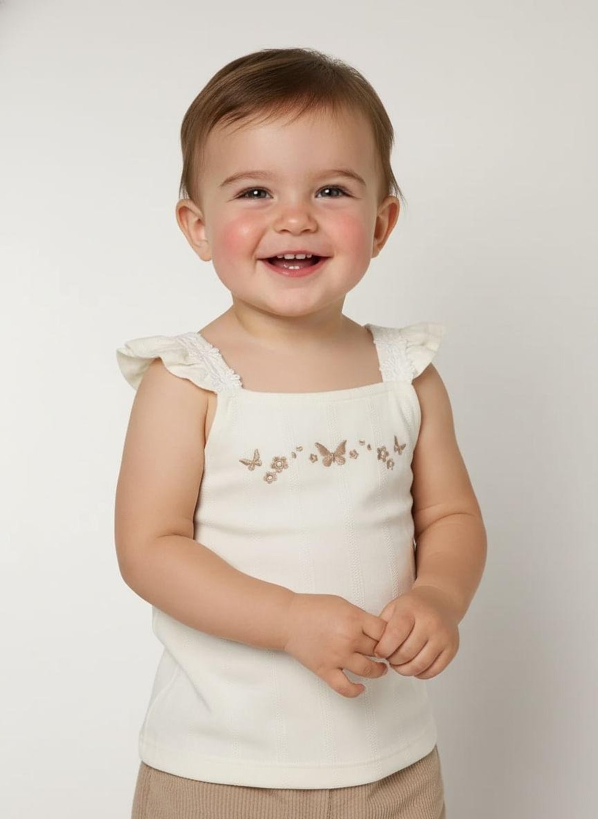 Infantil - Blusa Regata Texturizada Para Menina- OFF WHITE