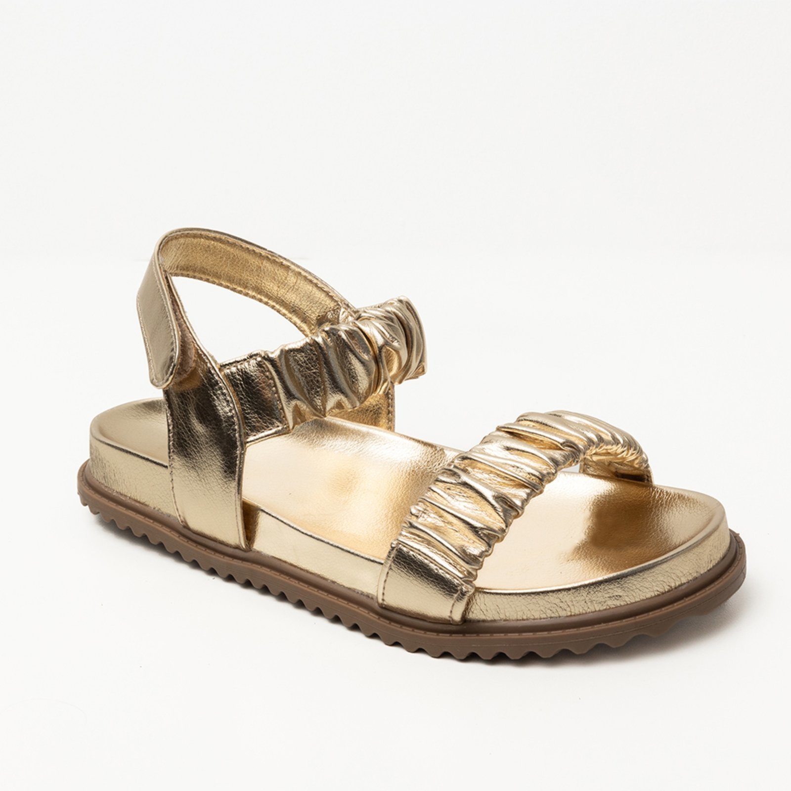 Papete Rasteira Sandalia Flat Ouro Light Tellini Store