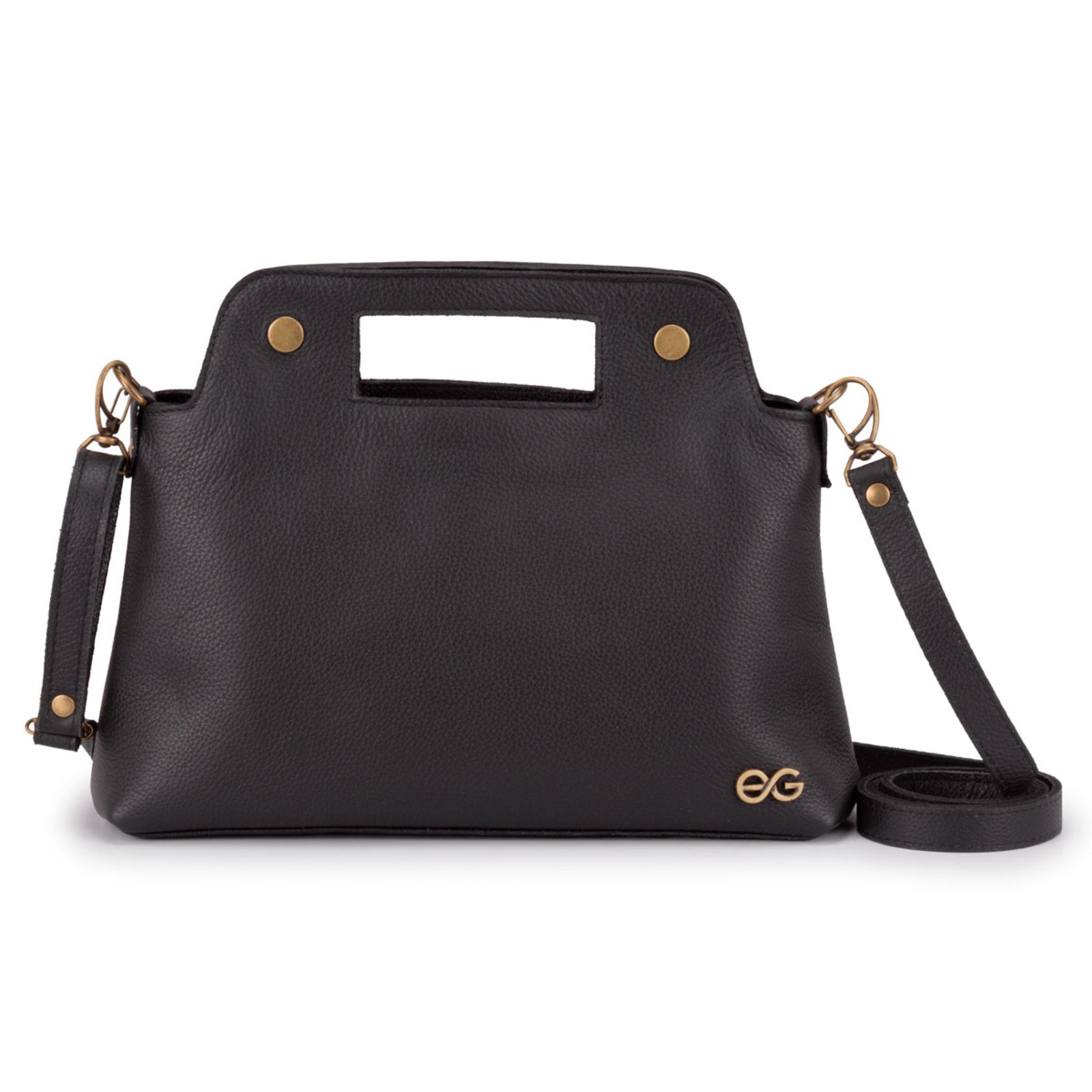 Bolsa Feminina Transversal/mão Média Tiracolo Couro Legítimo Preto