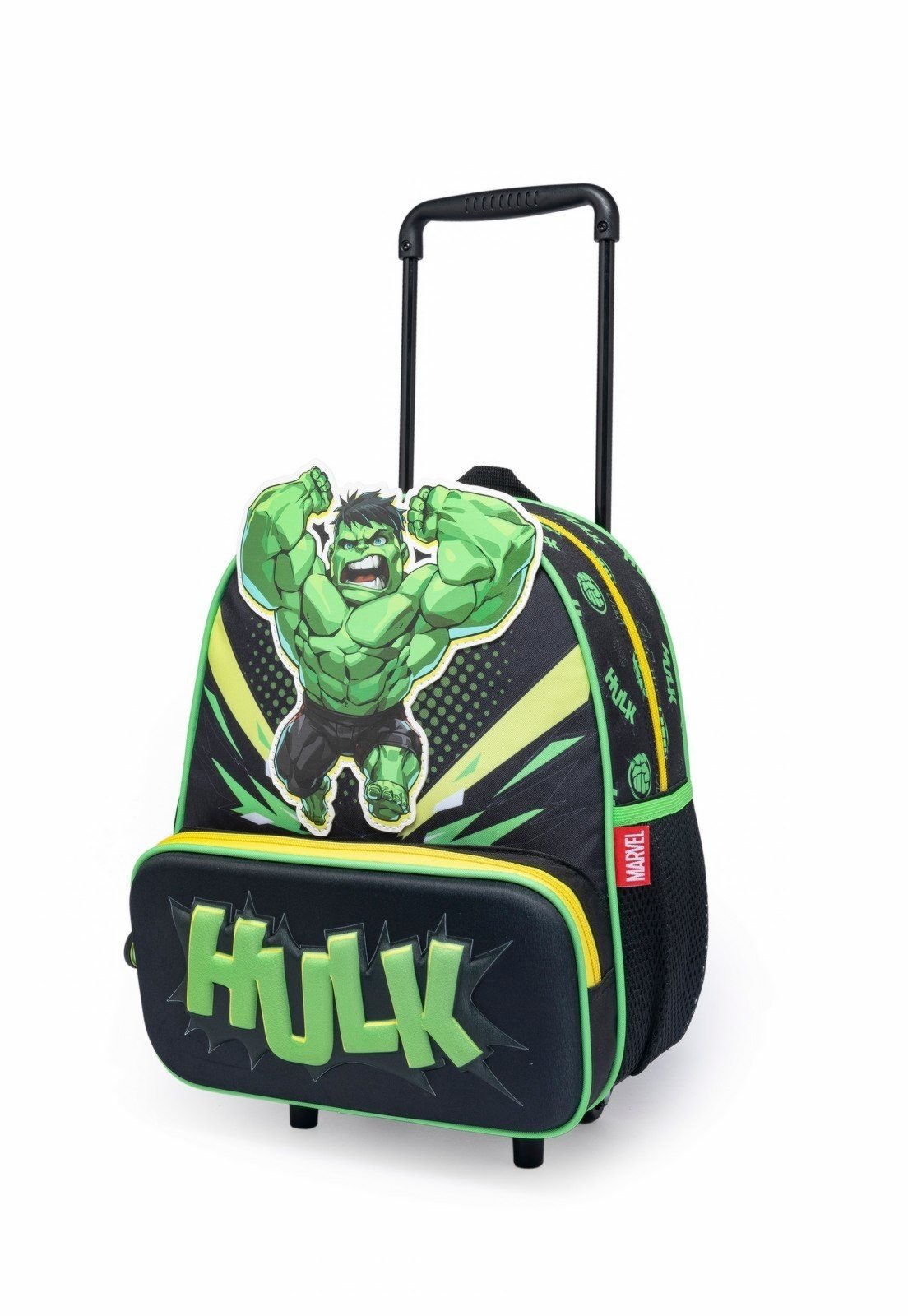 Vista 3 Infantil - Kit Mochila Lancheira Hulk Masculino Rodinha Marvel verde Marvel verde
