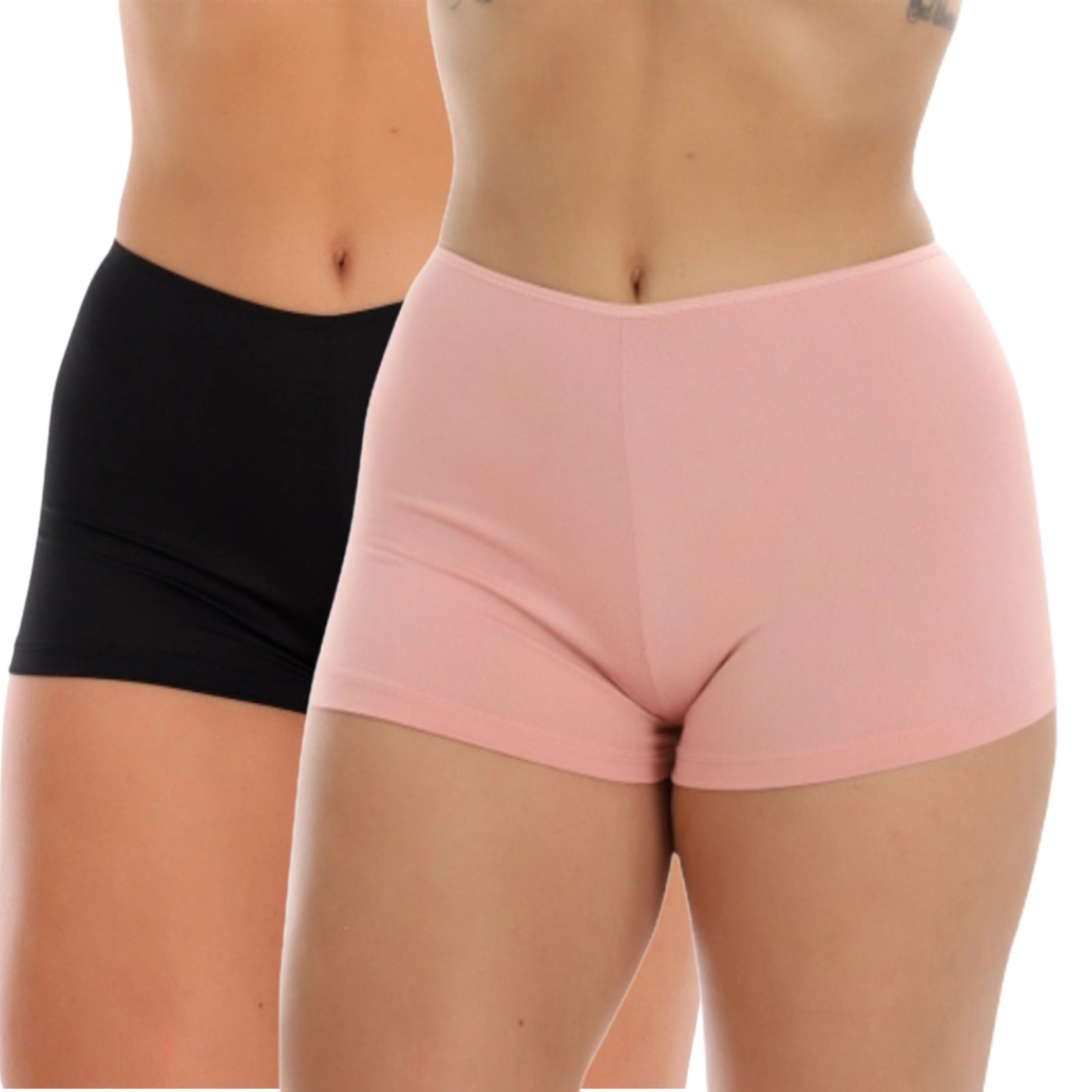 Kit 2 Short Segunda Pele Reflexo Íntimo Anágua Anti Atrito Para Usar Por Baixo Preto e Rosa