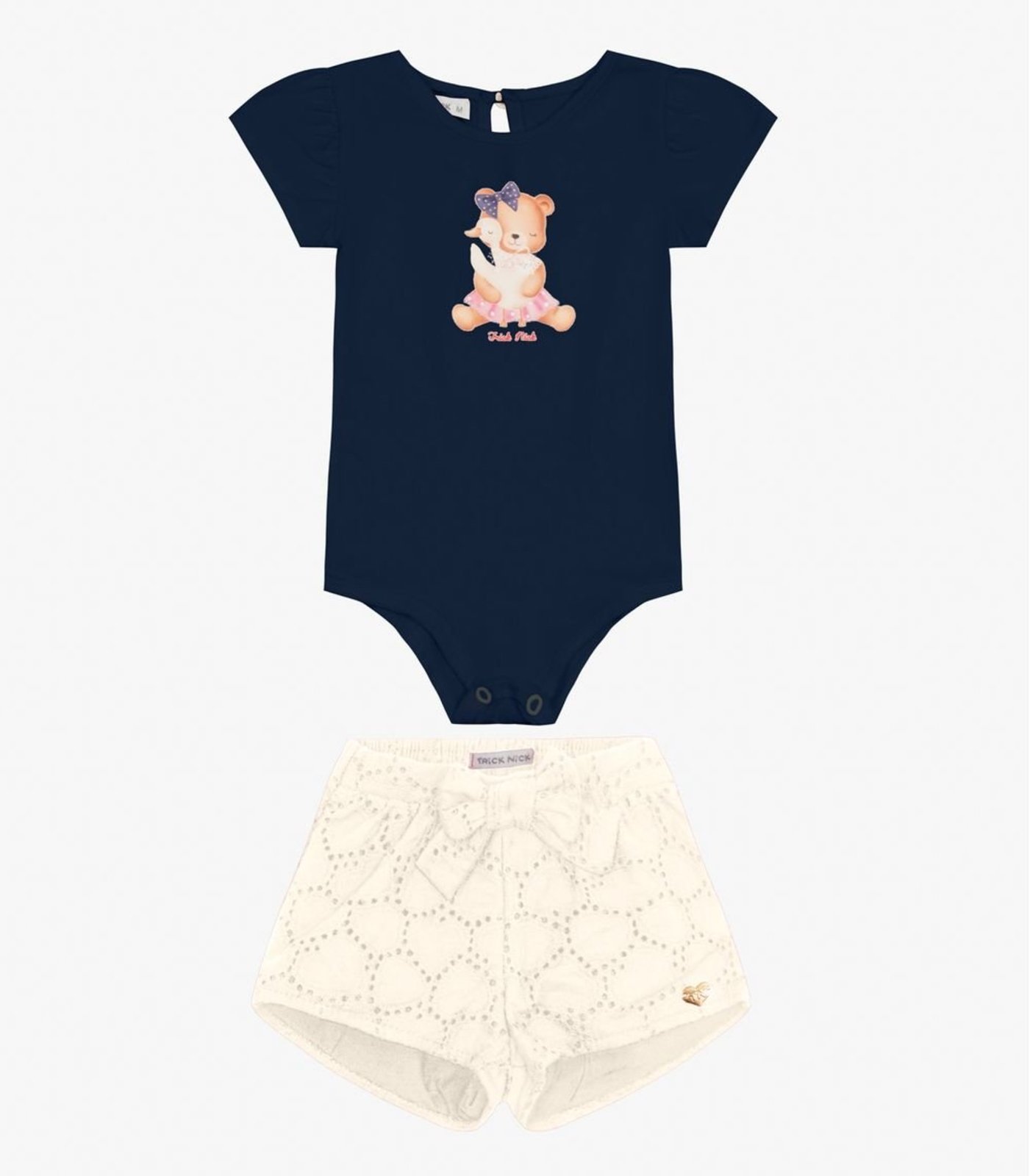 Vista 2 Infantil - Conjunto Body com Shorts Trick Nick rosa Trick Nick rosa