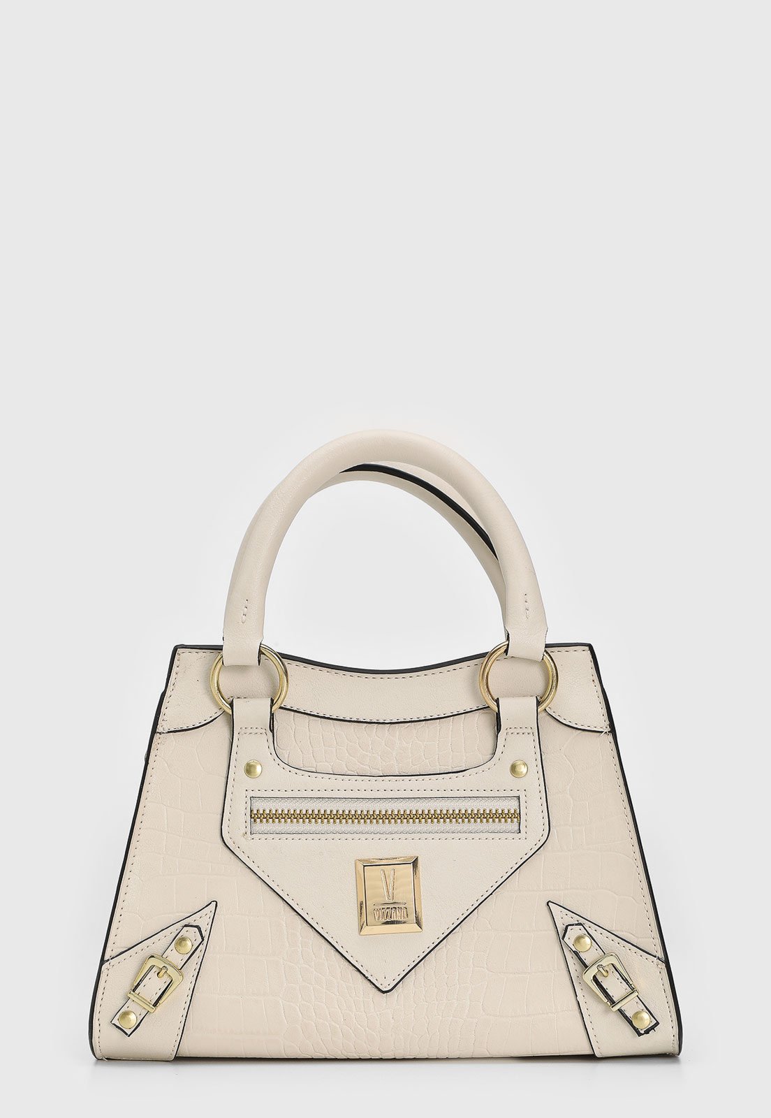 Bolsa Média Feminina Vizzano Croco Off-White