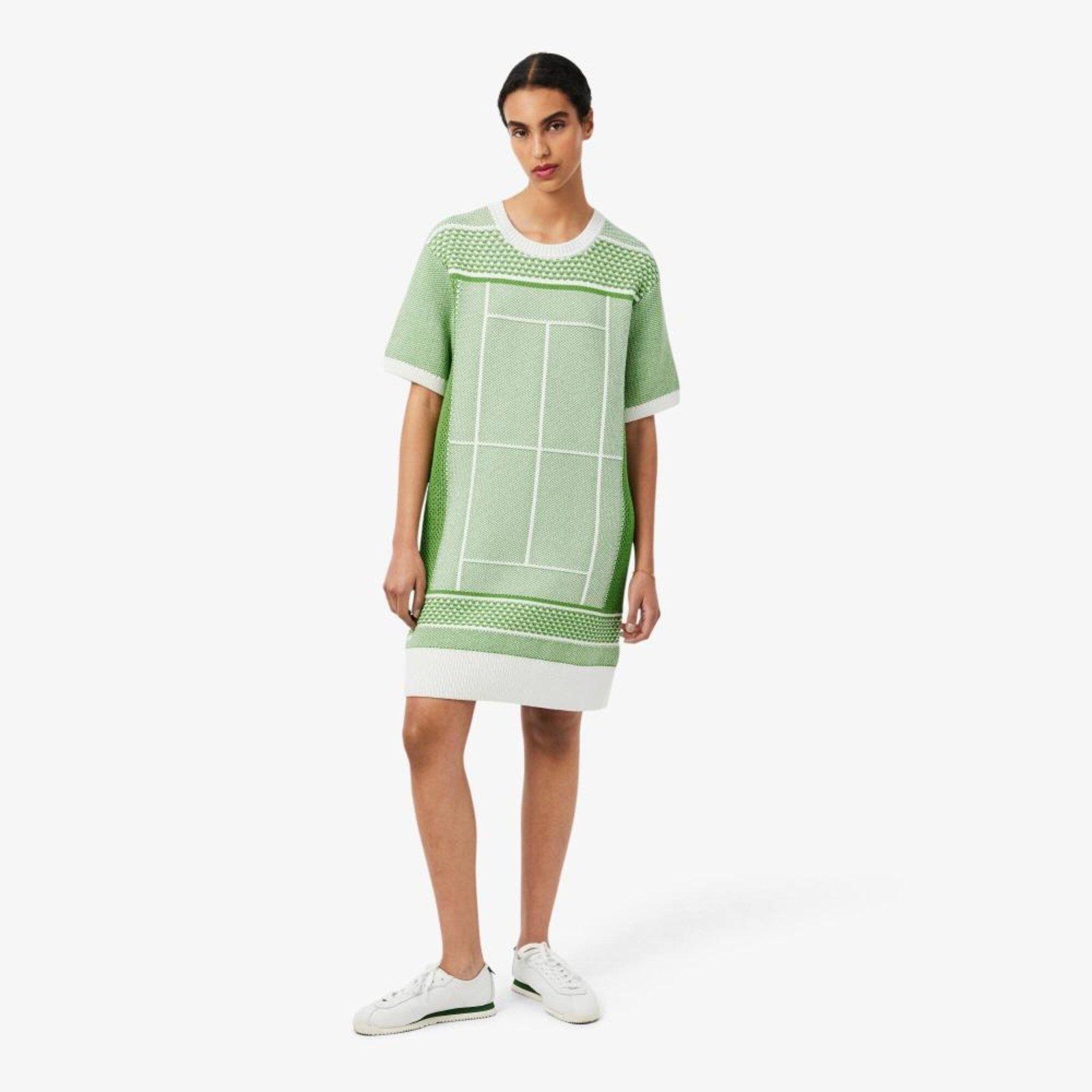 Vestido Suéter Jacquard Tennis Court Branco