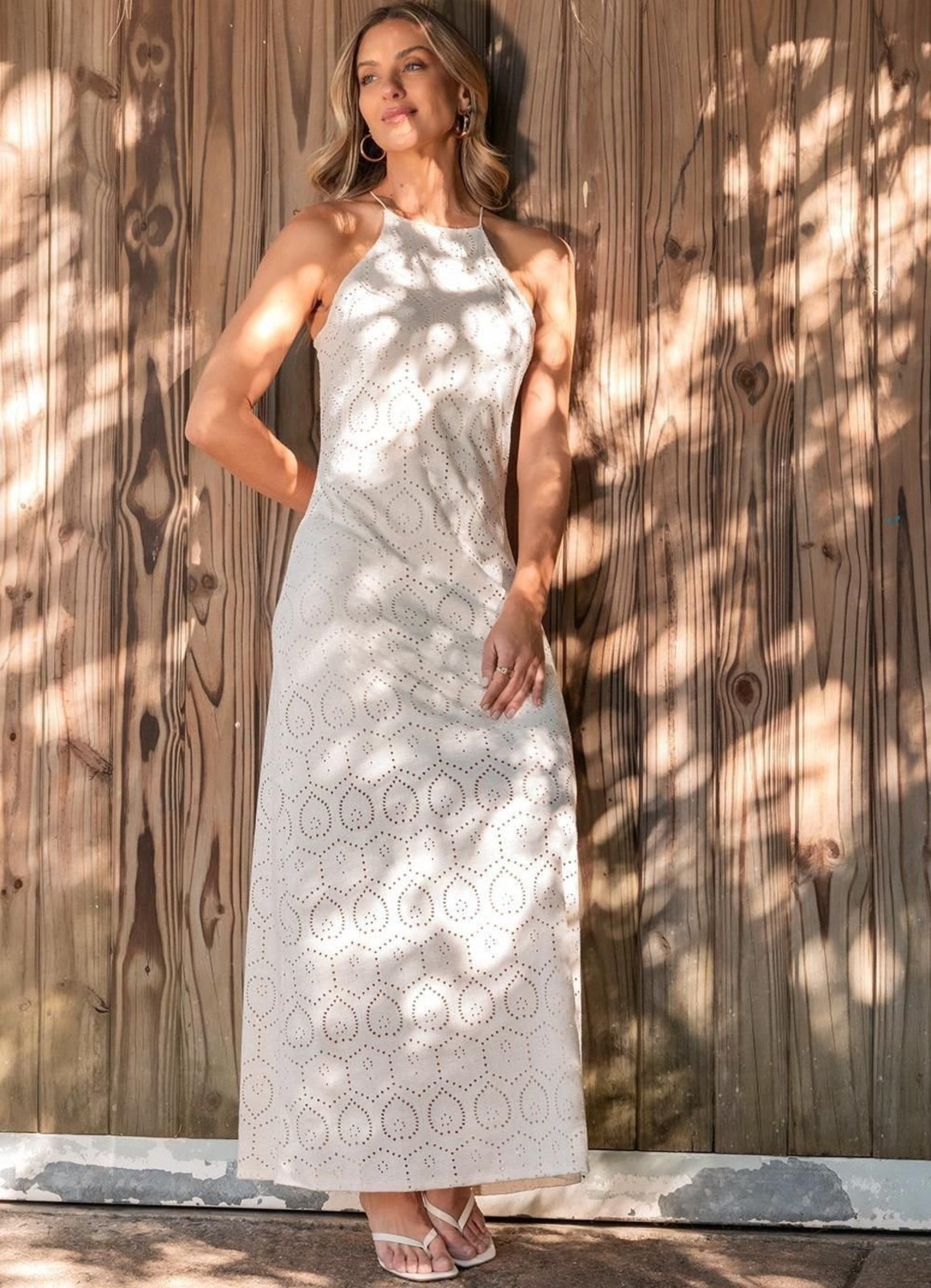 Vestido Em Malha Laise Natural Quintess