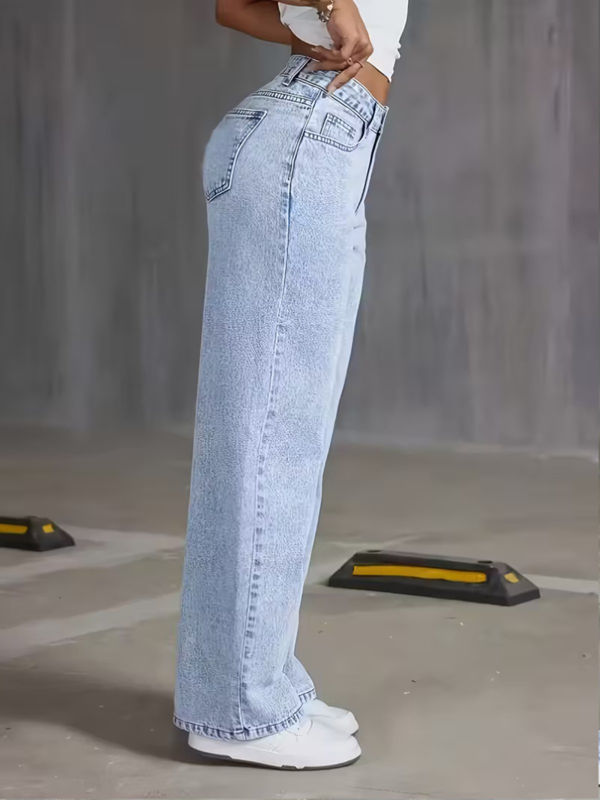 Calça Wide Leg Feminina Kovali Fashion Store Confortavel e Básica Tecido Premium Azul Clara