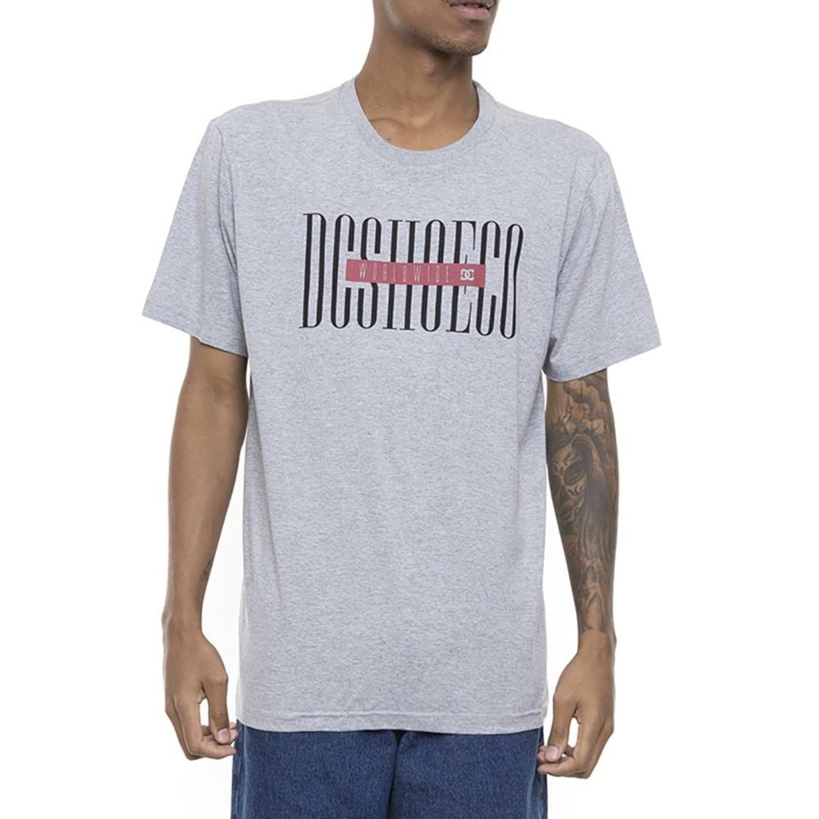 Camiseta DC Shoes Massive SM23 Masculina Cinza Mescla