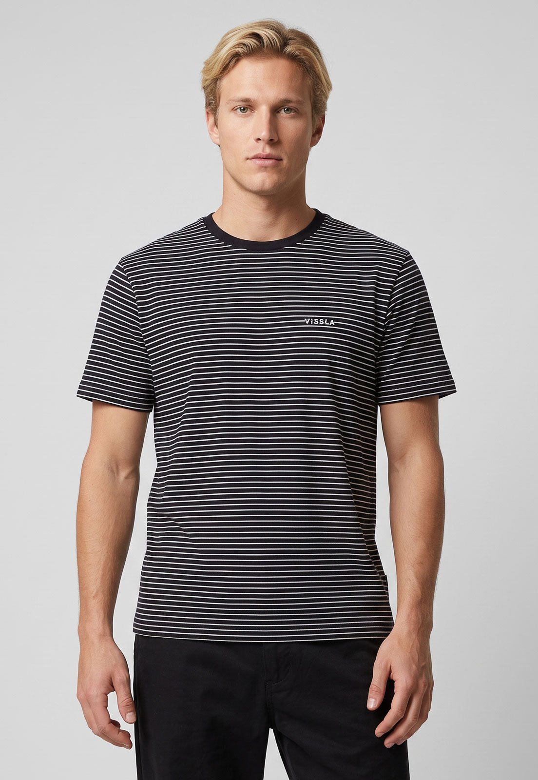 Camiseta Masculina Vissla Super Stripe Azul-escuro