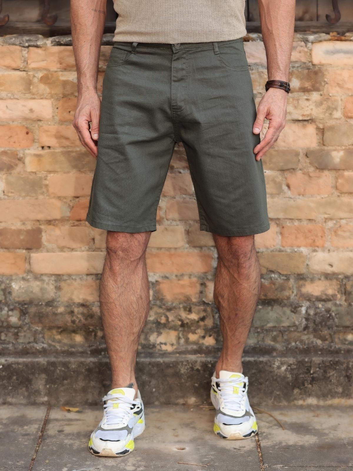 Bermuda Sarja Tradicional Masculina Reduzy Casual Verde