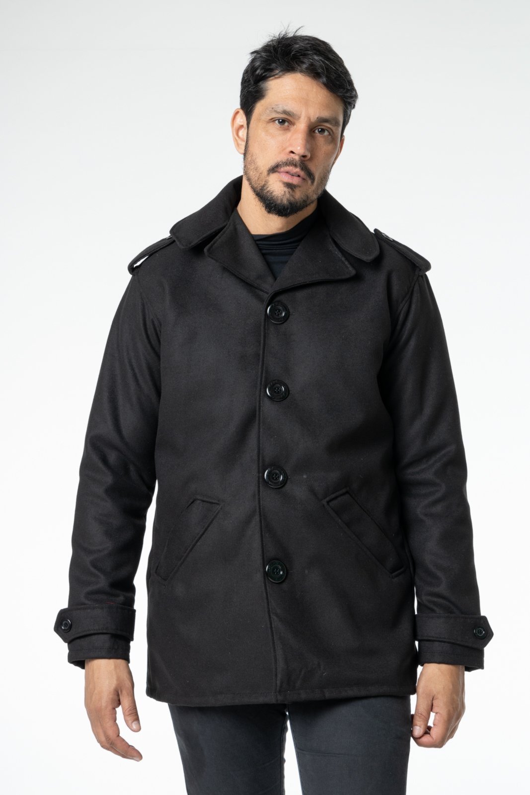 Casaco Sobretudo Blazer Carbella Lã Batida Preto