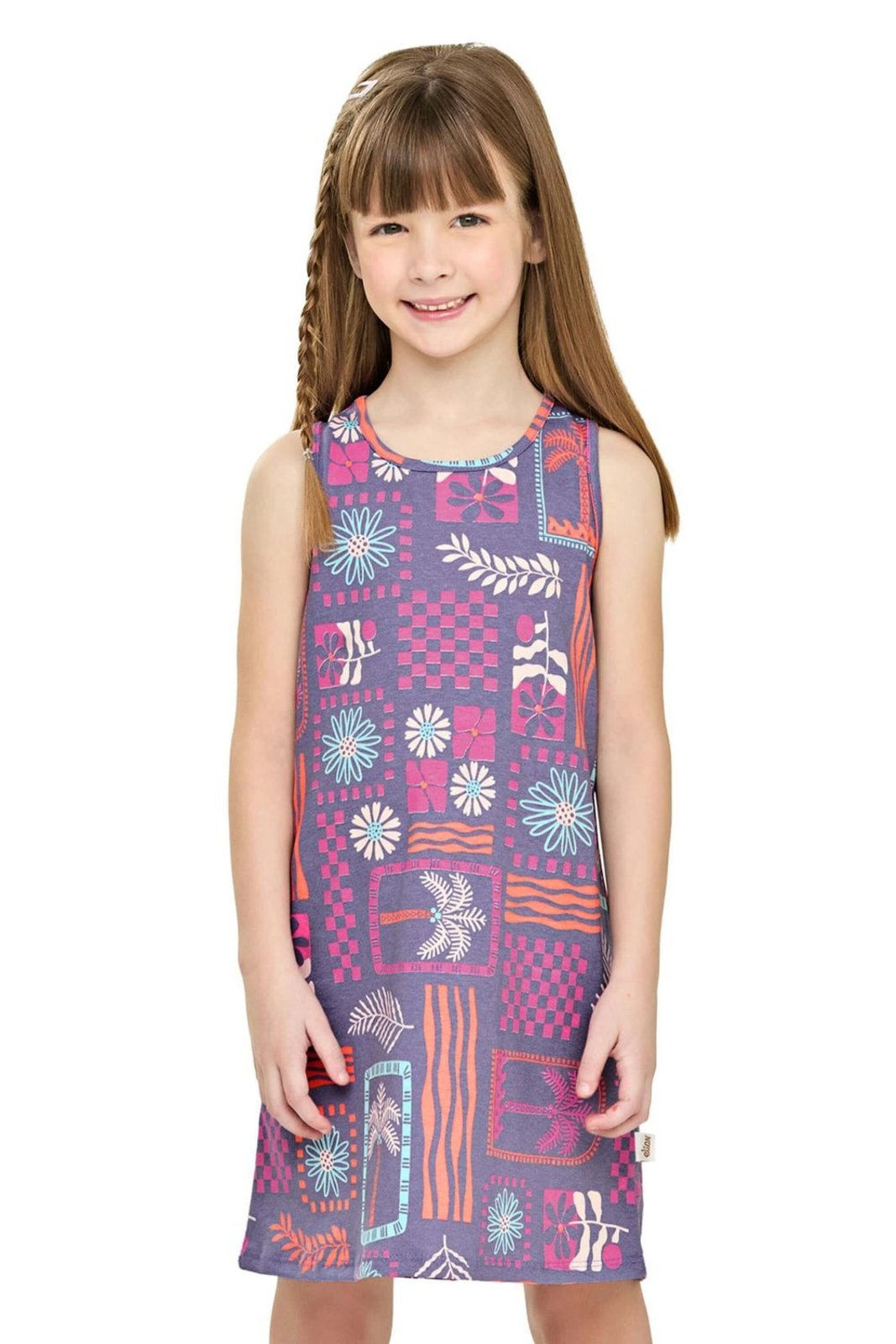 Vista 2 Infantil - Vestido Menina Folhagem Tropical Elian lilás Elian lilás