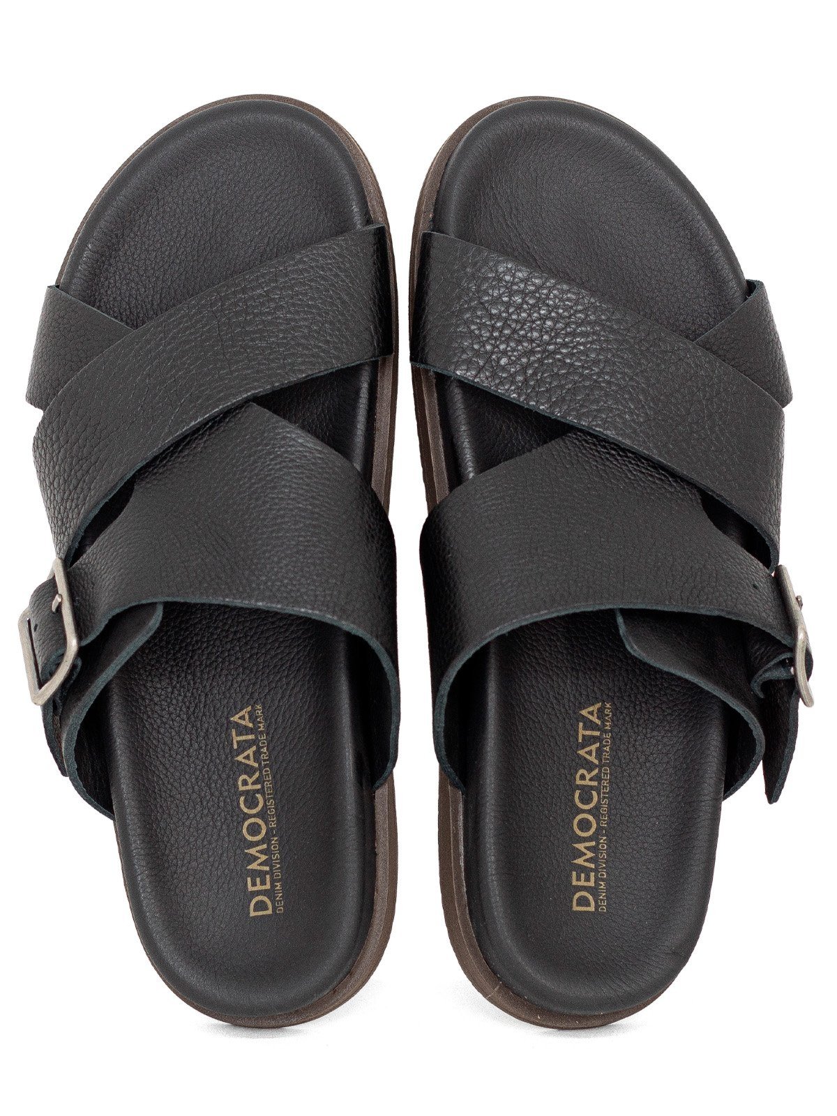 Sandália Masculina Democrata Casual Dock Couro Durável Confortável Preto