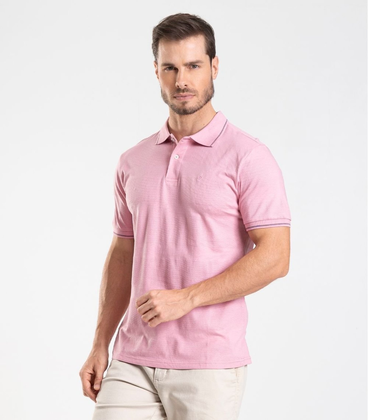Polo Piquet Masculina Diametro Rosa