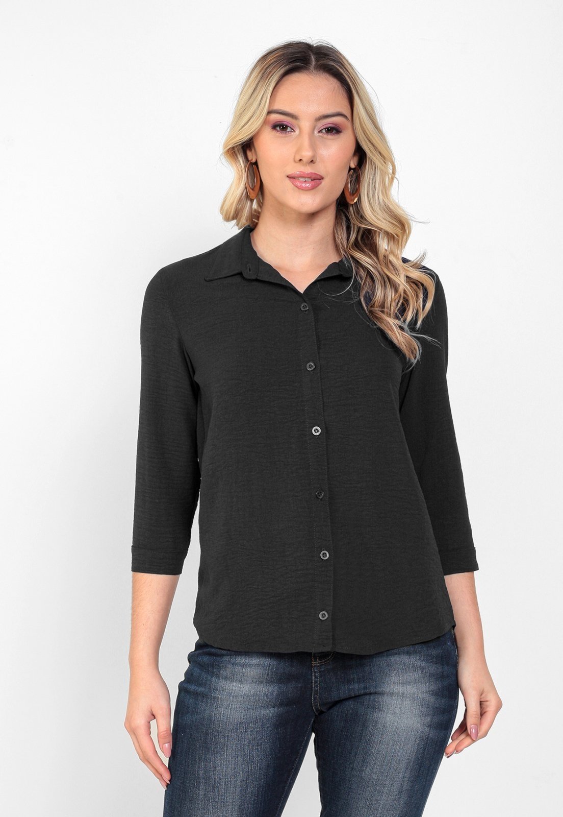 Camisa Intens Manga 3/4 Air Flow Preto