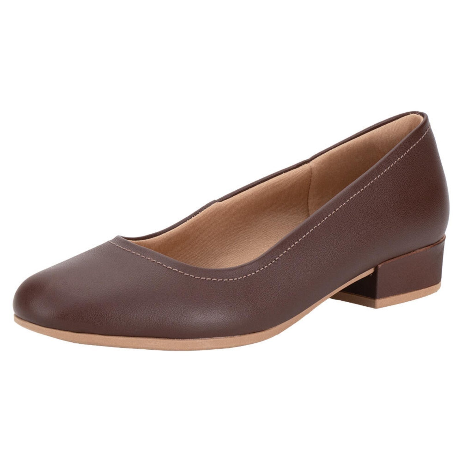 Sapato Feminino Salto Grosso Usaflex Uf04003 0944003 Café