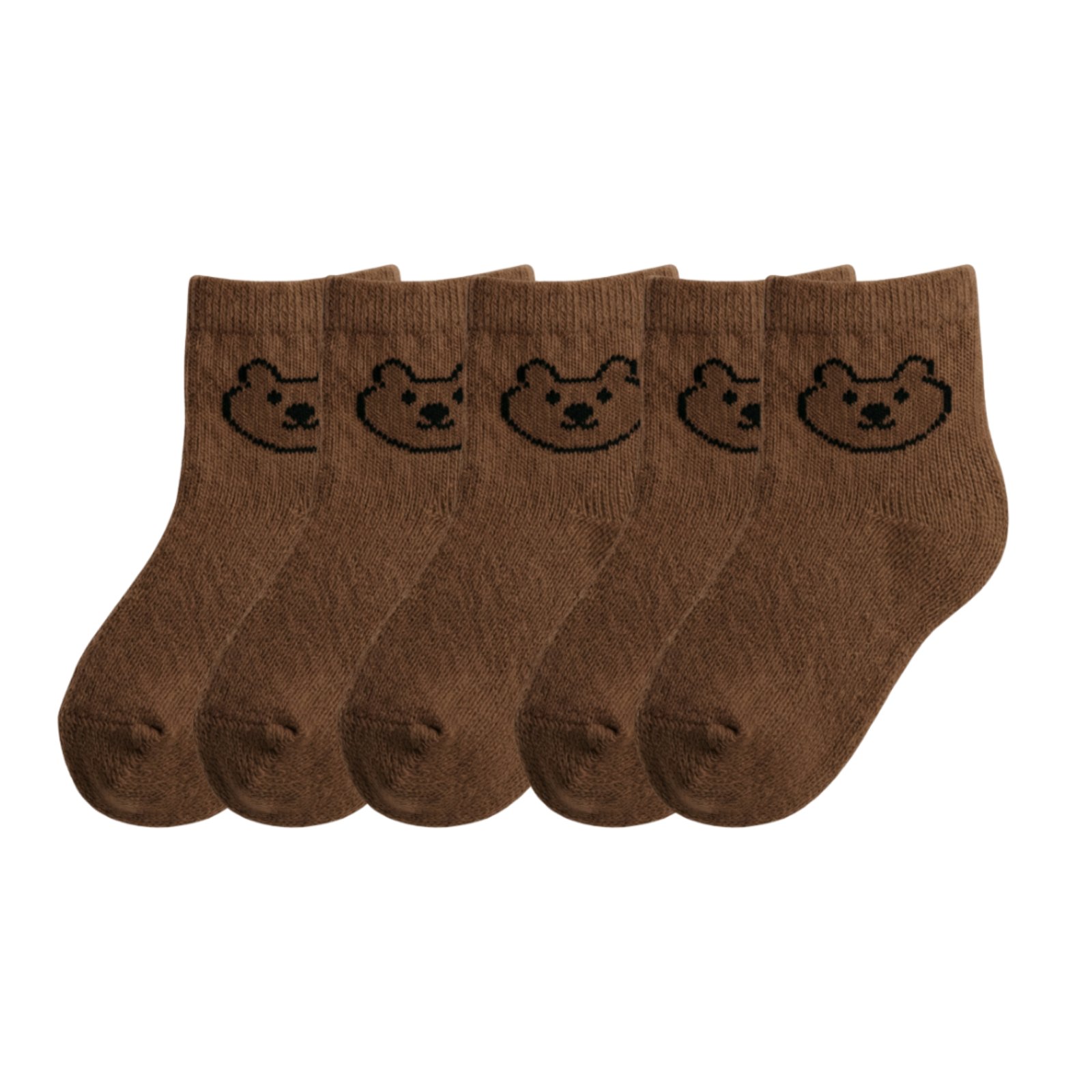 Kit 5 Pares de Meias QLC Sports Algodão Cano Médio Marrom