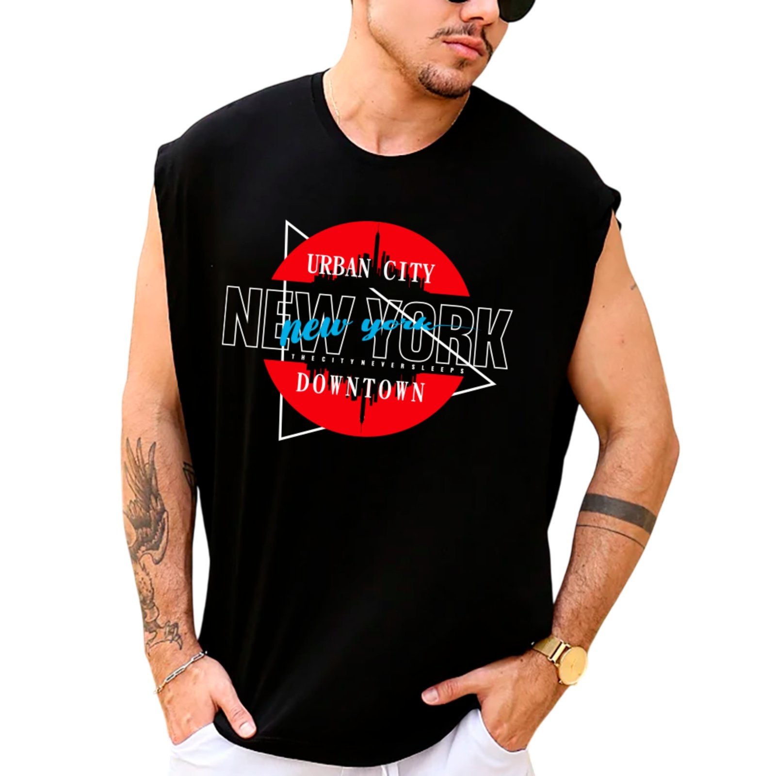 Camiseta Regata Machão Ousy New York Downtown Oversized Masculina Preto