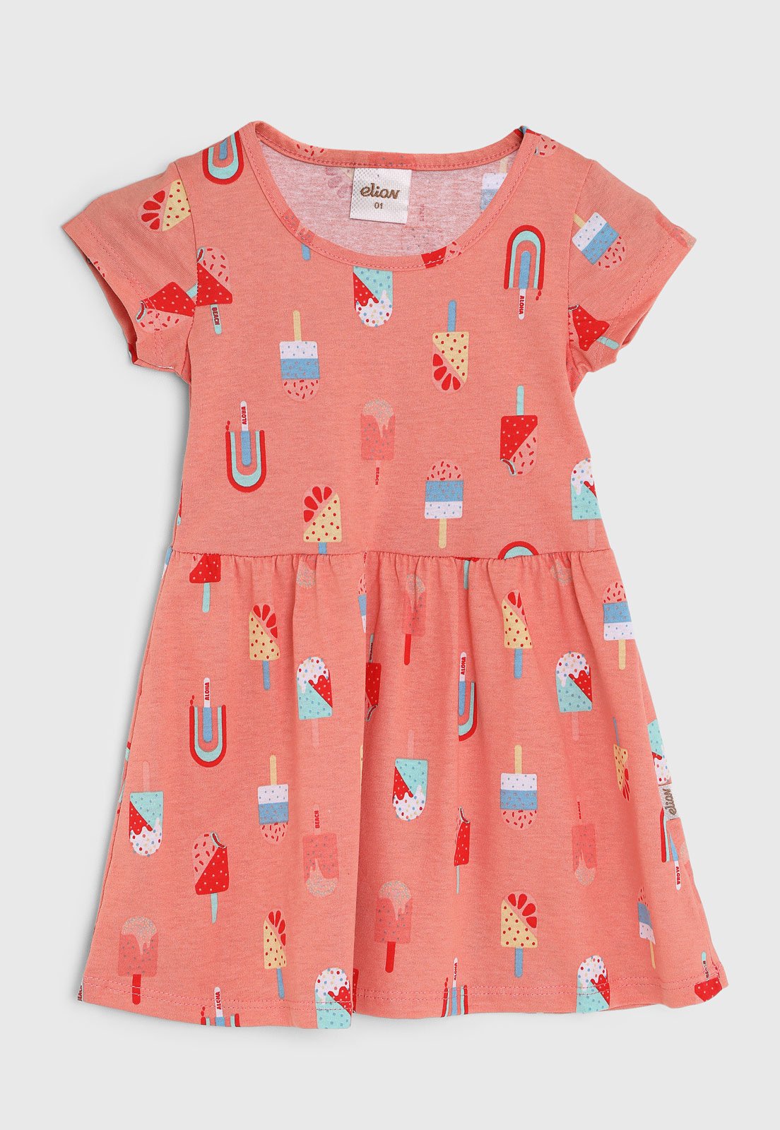 Vestido Elian Estampa Sorvetes Coral