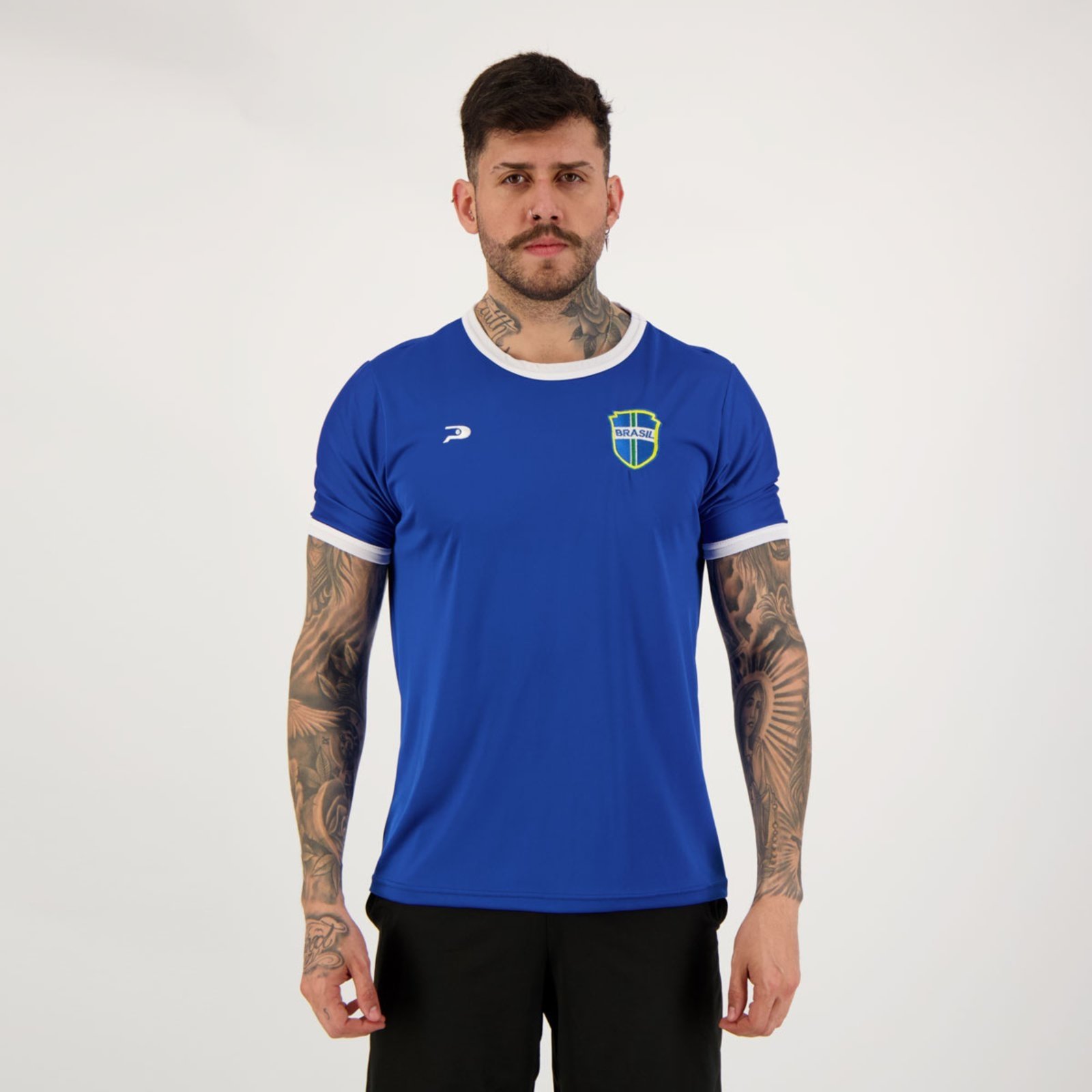 Vista 2 Camisa Placar Brasil Brasão Azul amarelo azul Placar amarelo azul
