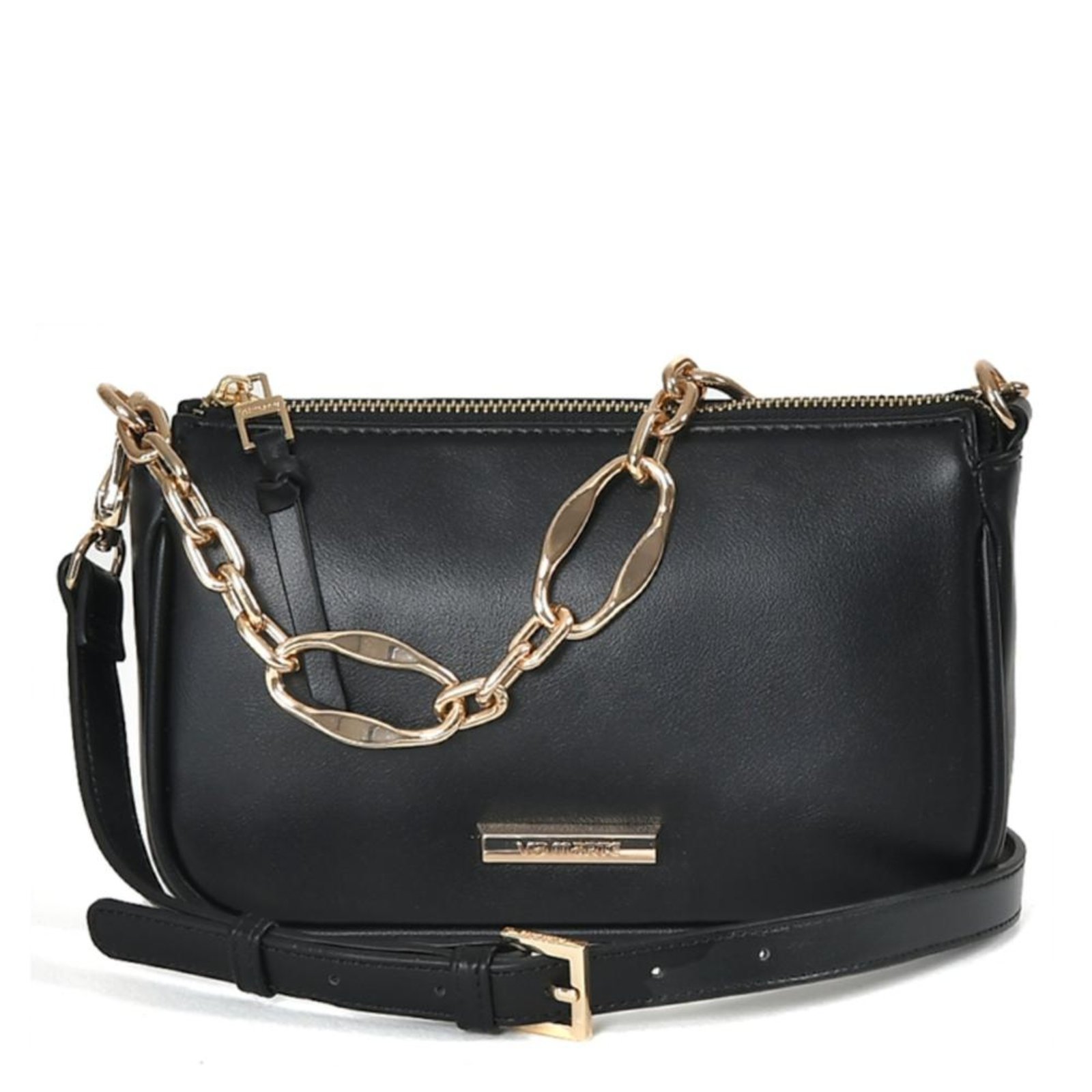 Bolsa Feminina Via Marte Crossbody com Corrente B1-216 Preto Incolor