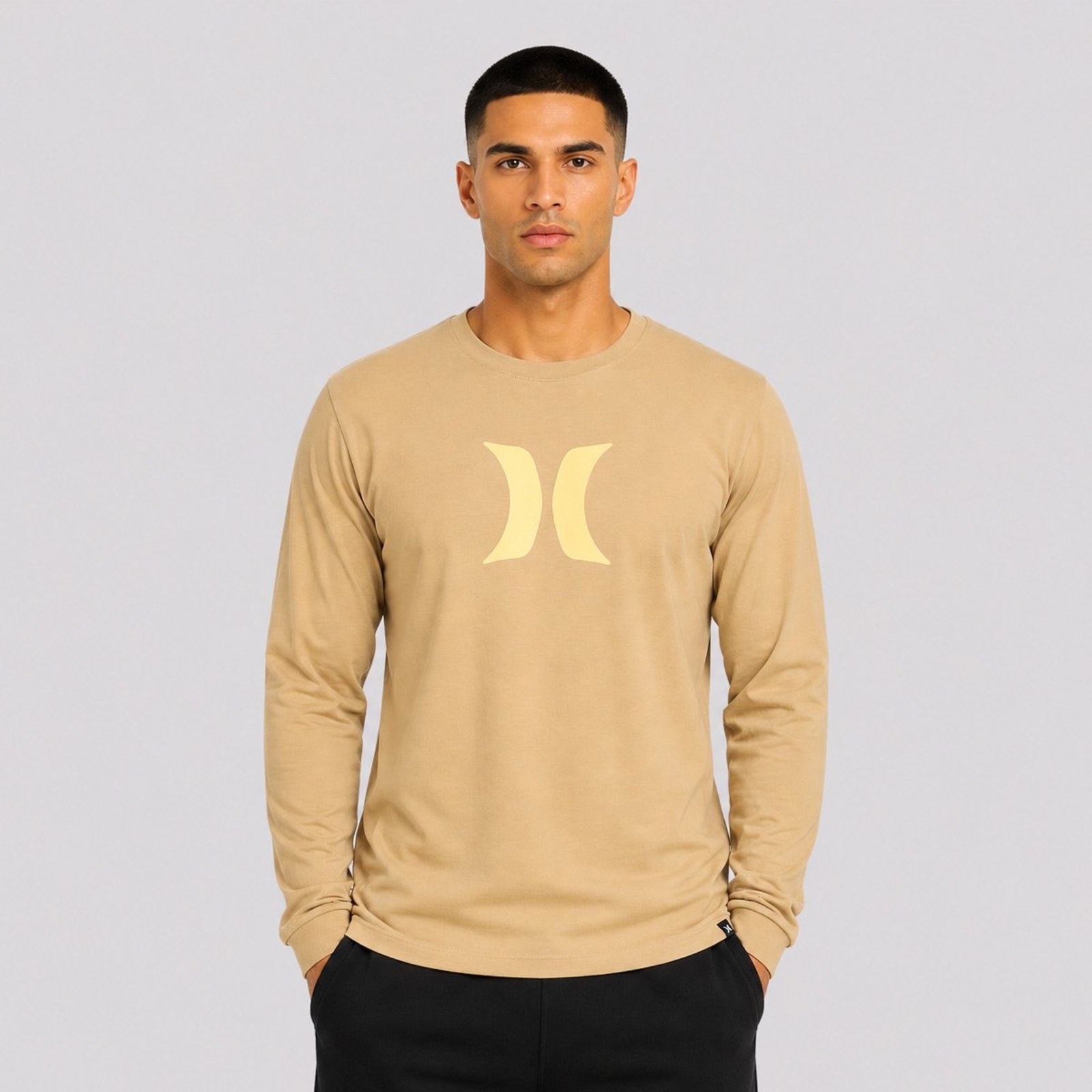 Camiseta Hurley Icon Manga Longa Bege
