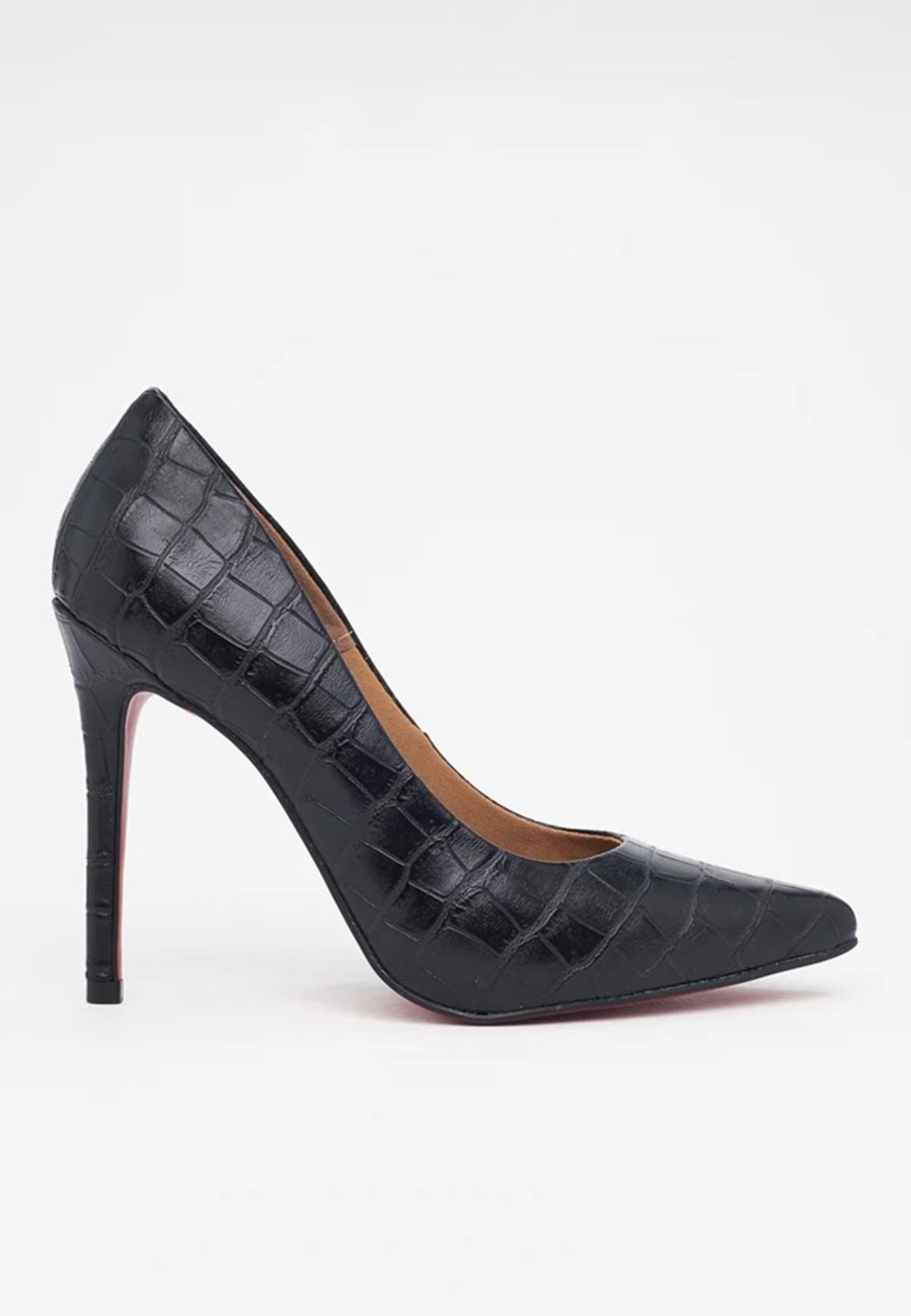 SCARPIN HELO DI VALENTINI NAPA CROCO- SOLA VERMELHA