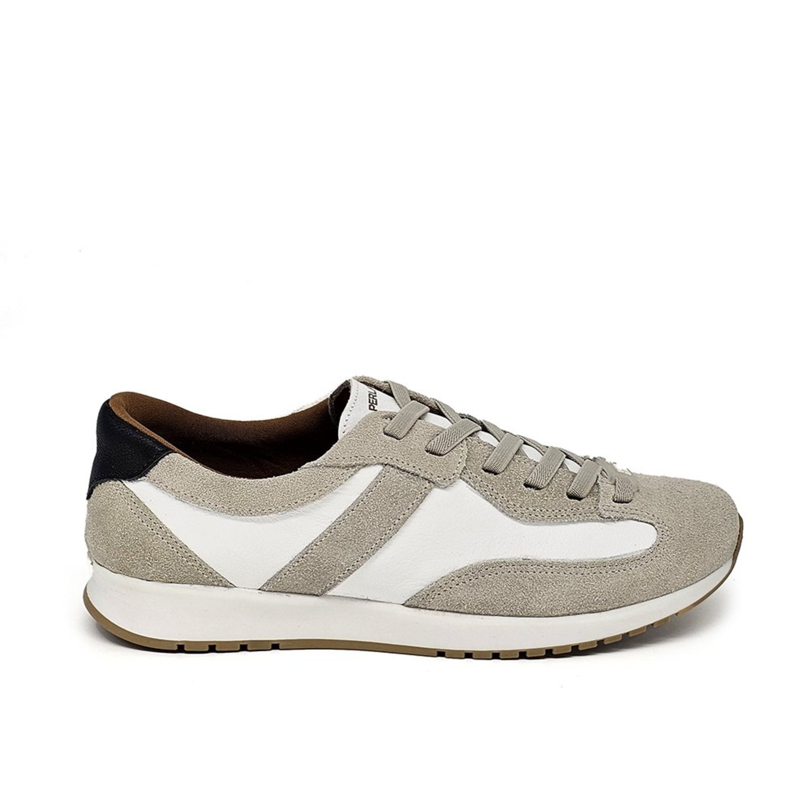 TIE35 TENIS C/ ELASTICO TIE - COURO CAM OSSO/CFT BRANCO/CFT PRETO