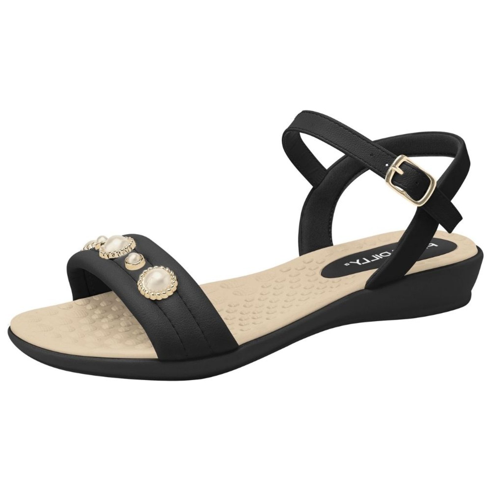 Vista 3 Sandália Feminina Anabela Piccadilly 50 preto preto