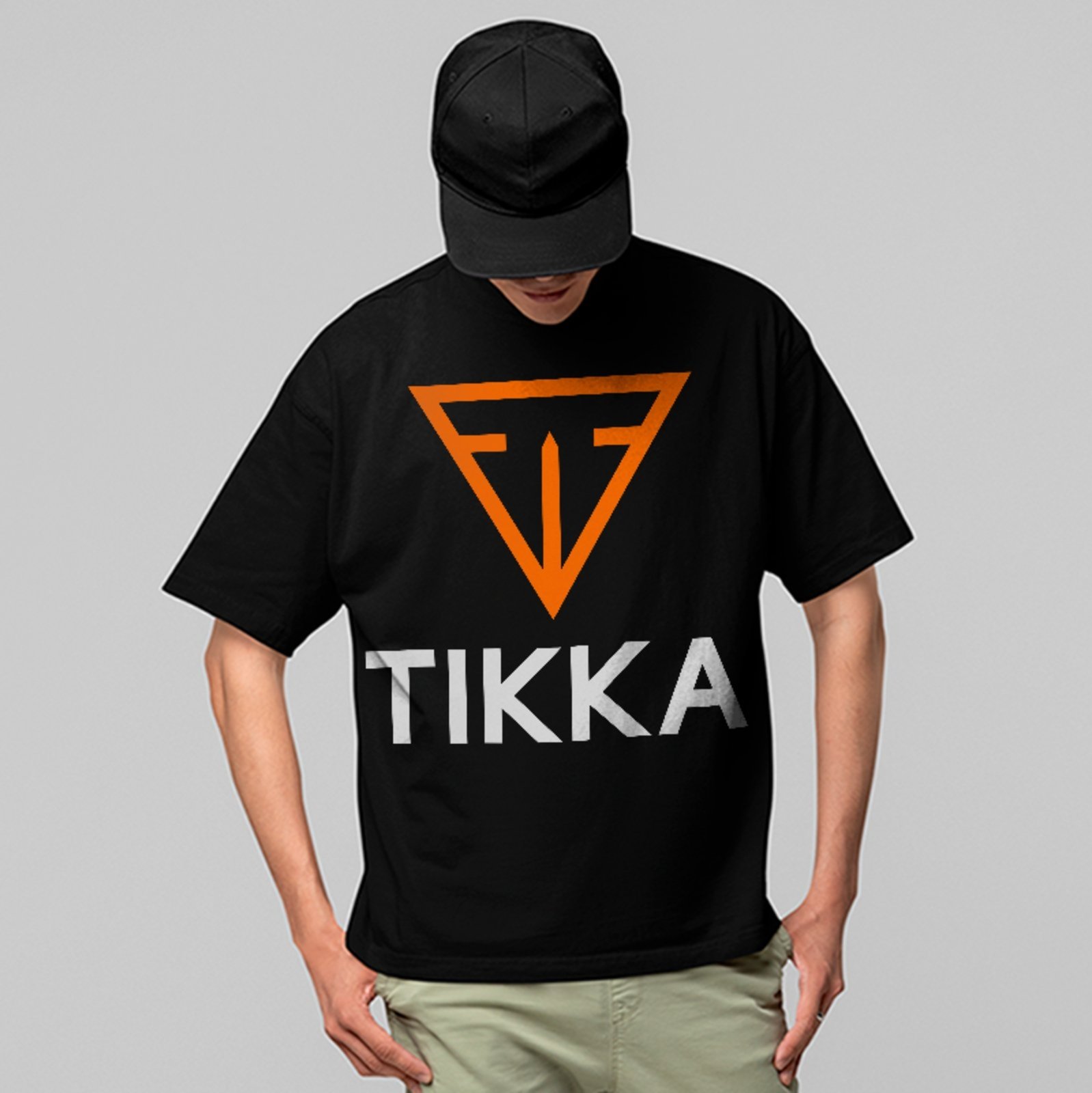 Camiseta Oversized Tikka Logo Streetwear Urban Unissex Preto