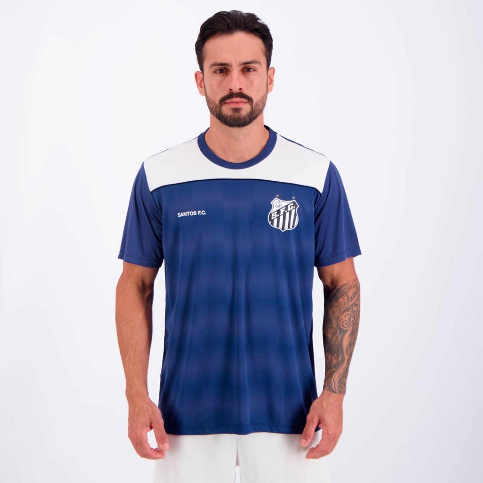 Vista 2 Camisa Santos Fulgor Marinho e Branca braziline azul marinho braziline azul marinho