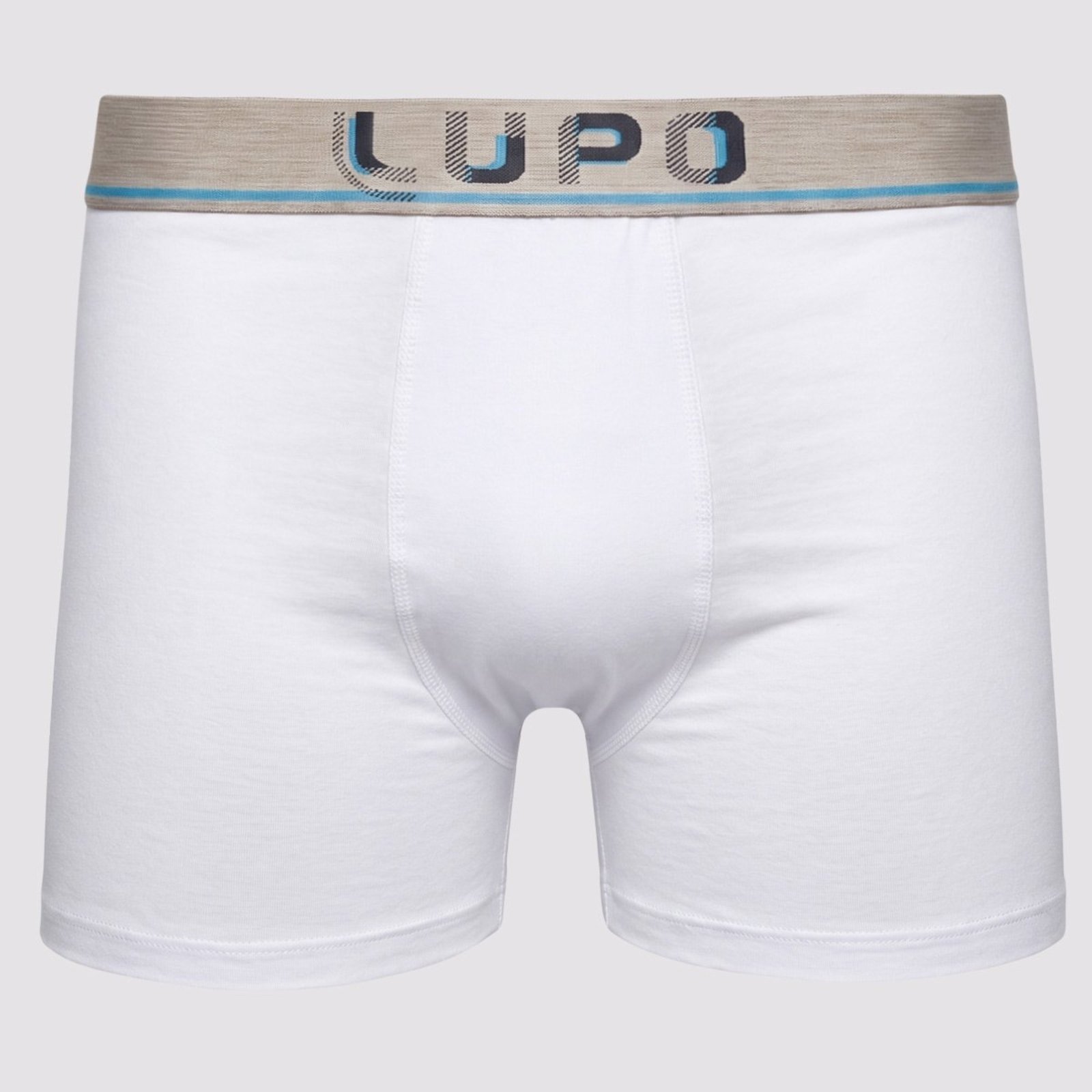Cueca Lupo Boxer Algodão com Elastano Branca e Azul