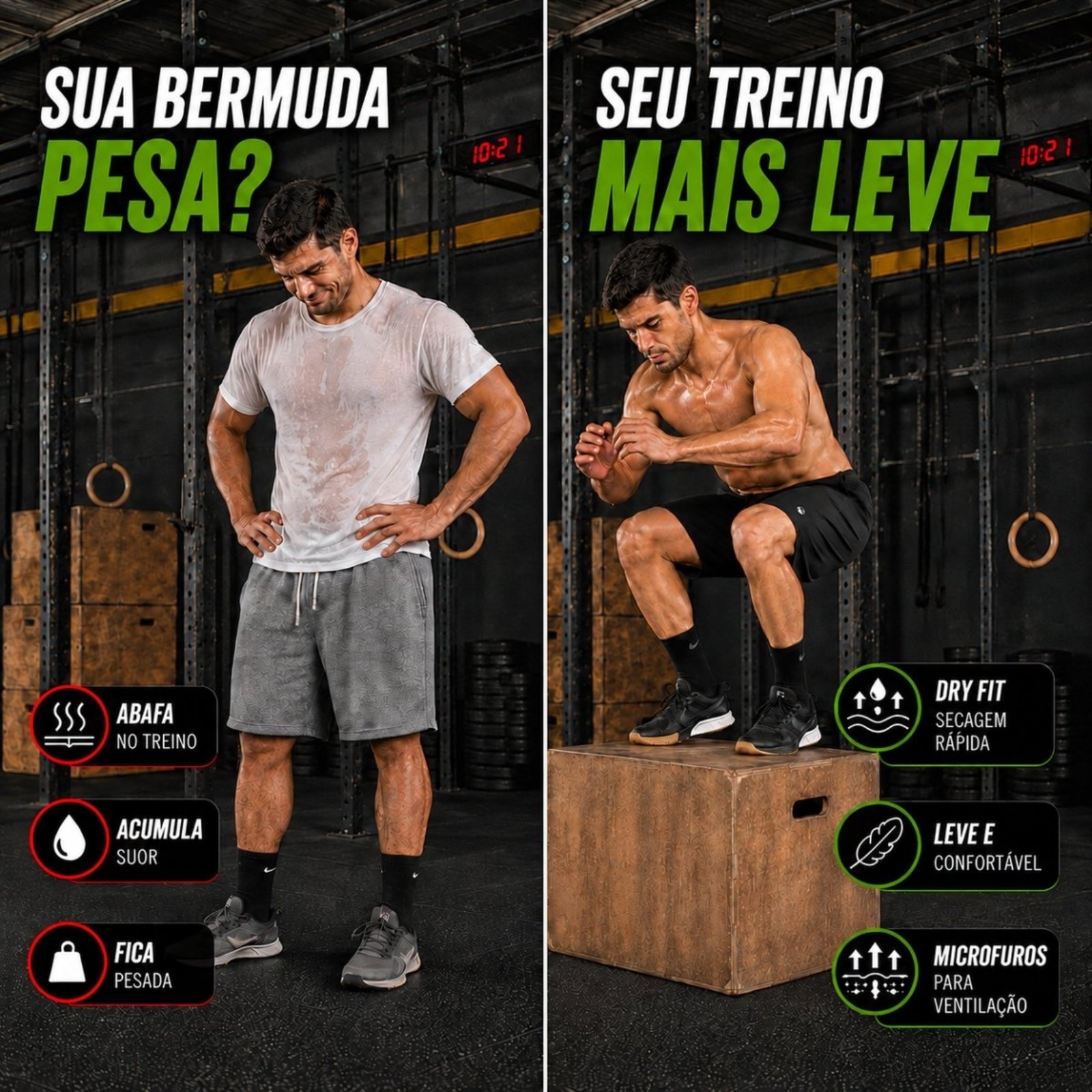 Kit 2 Bermudas KS Masculina EsporteTecido Dry Fit Treino Academia Corrida Cross
