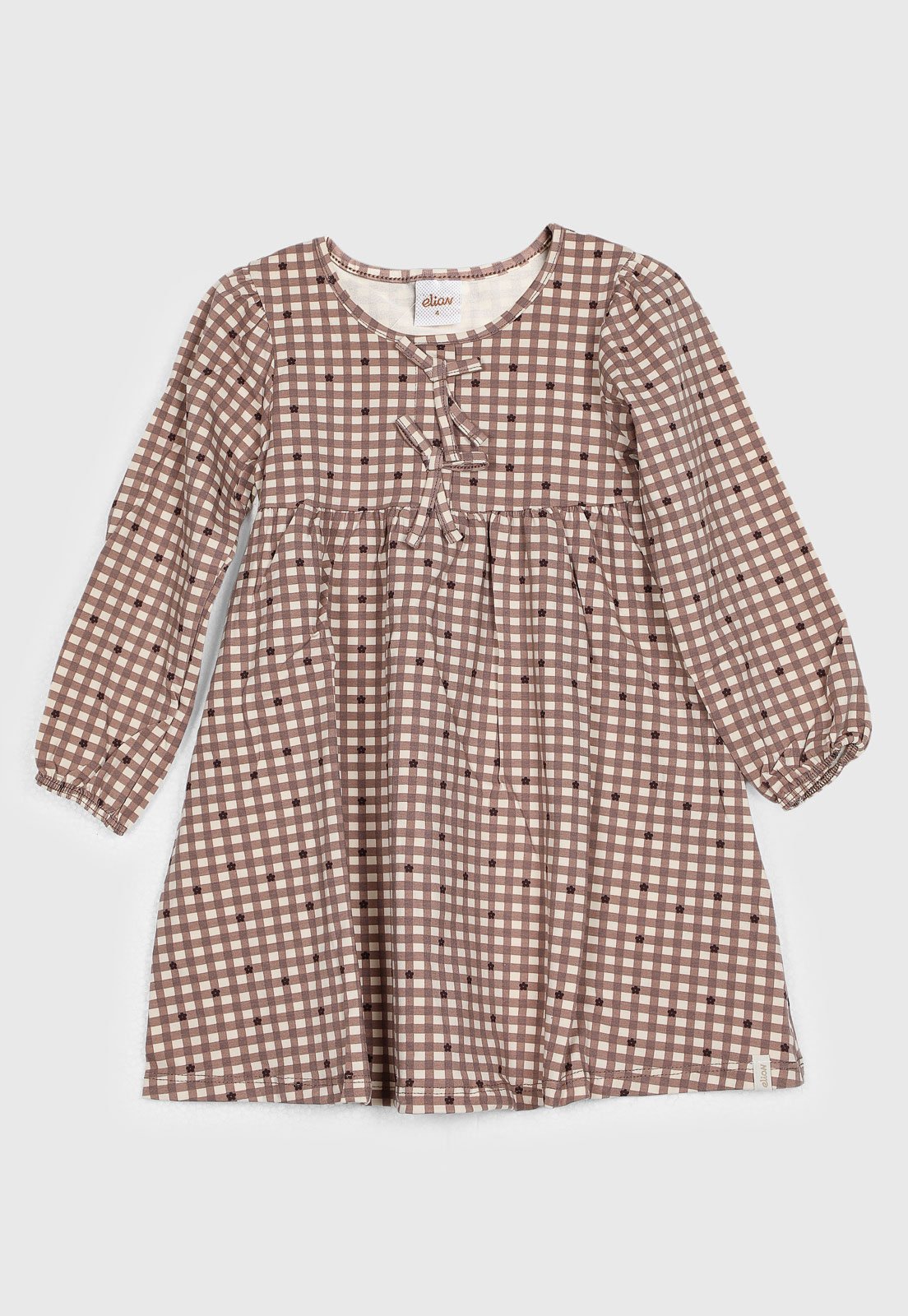 Infantil - Vestido Elian Xadrez Marrom