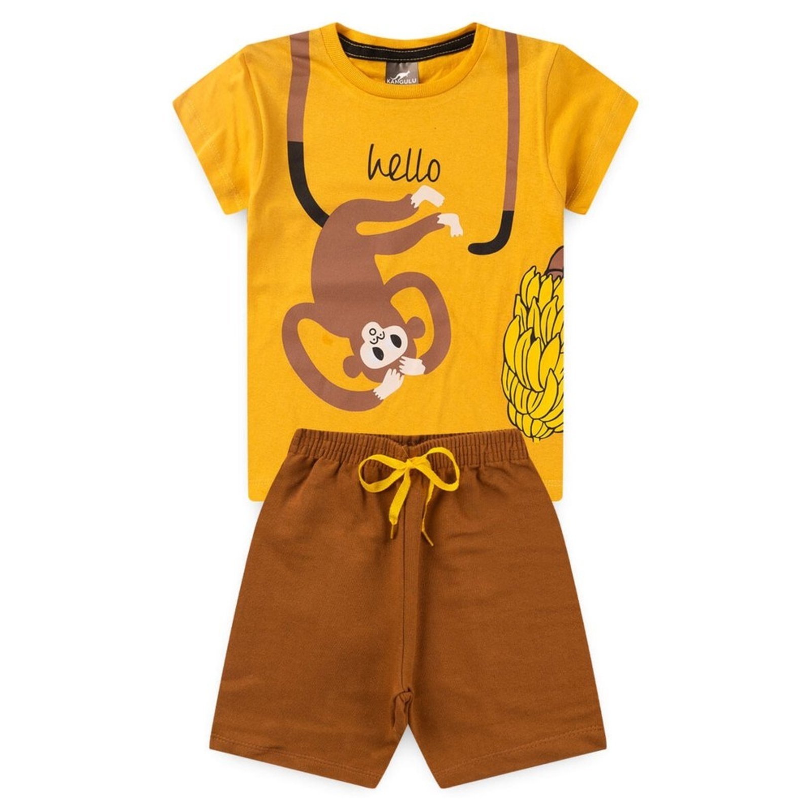 Vista 3 Infantil - Conjunto Menino Algodão Premium Macaco Kangulu ROSA AZUL KIDS amarelo ROSA AZUL KIDS amarelo
