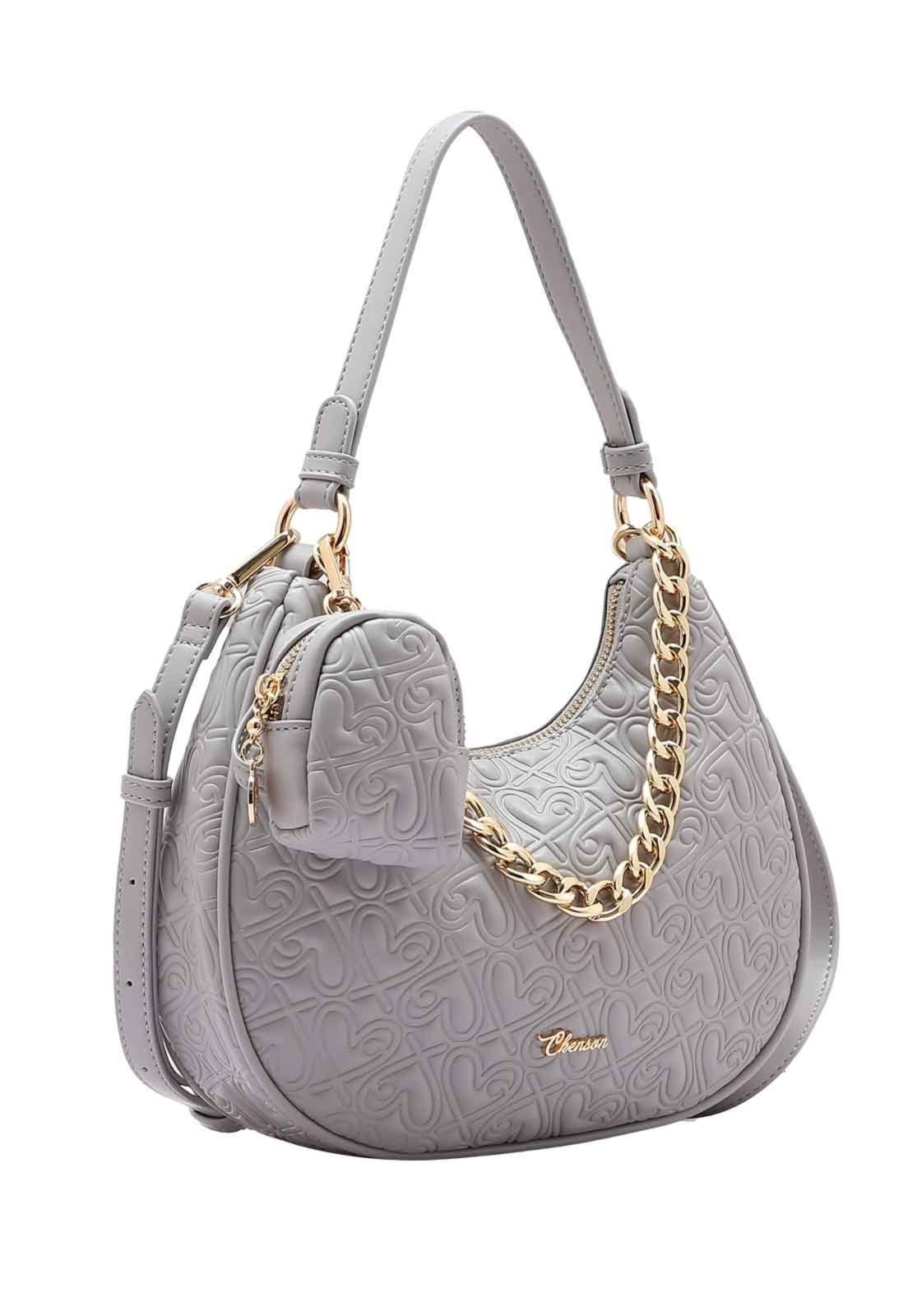 Bolsa Feminina Chenson Original Heart Cool Ombro Cinza 3485103