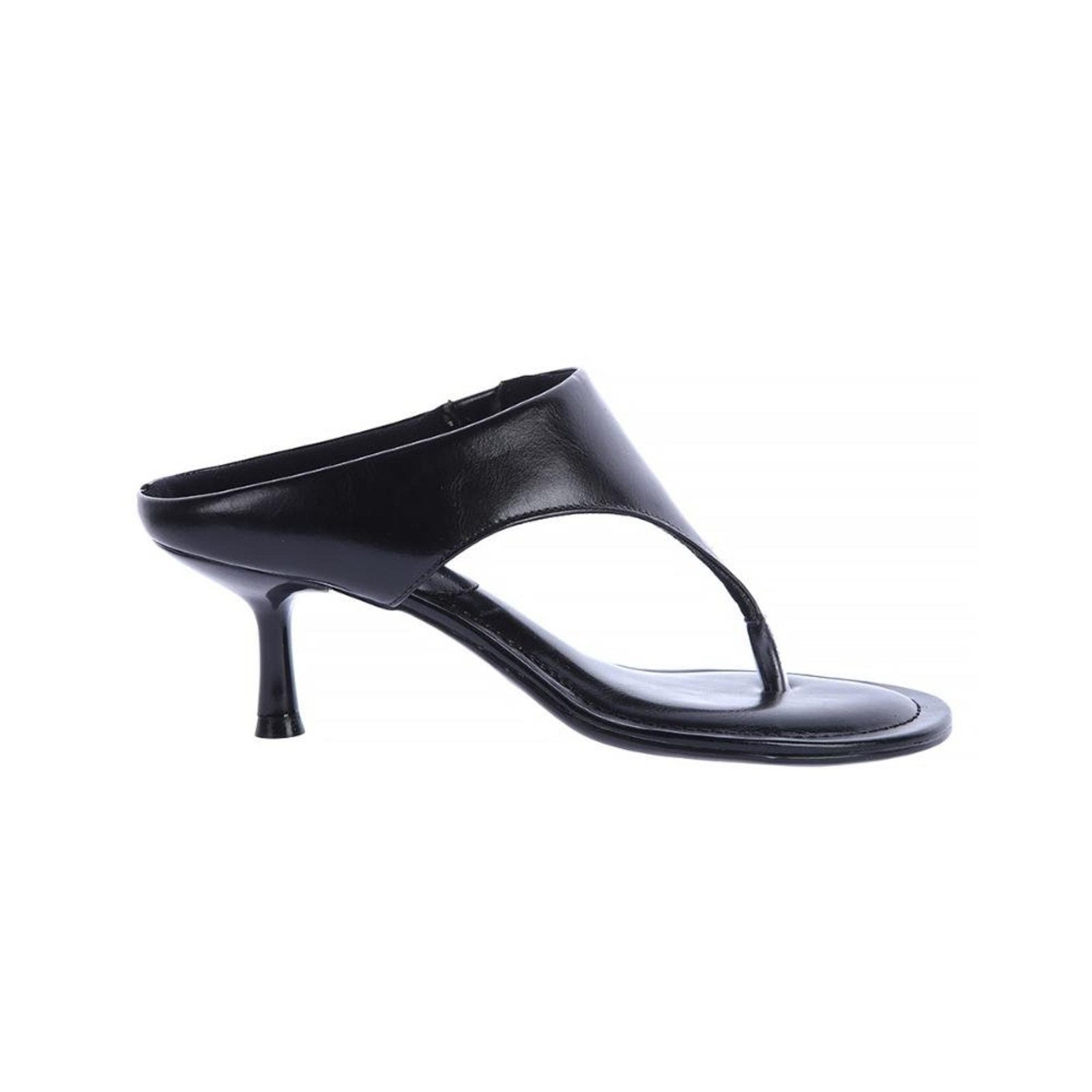 Louise - Tamanco de Dedo Salto Fino Preto Preto