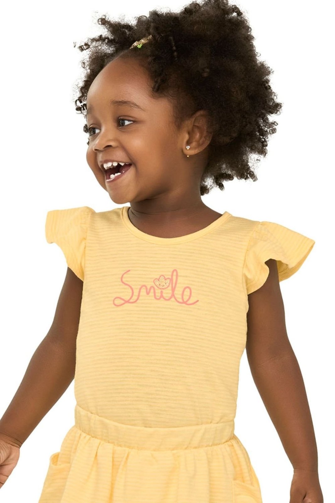 Infantil - Blusa Menina Smile Flamê Elian Amarelo