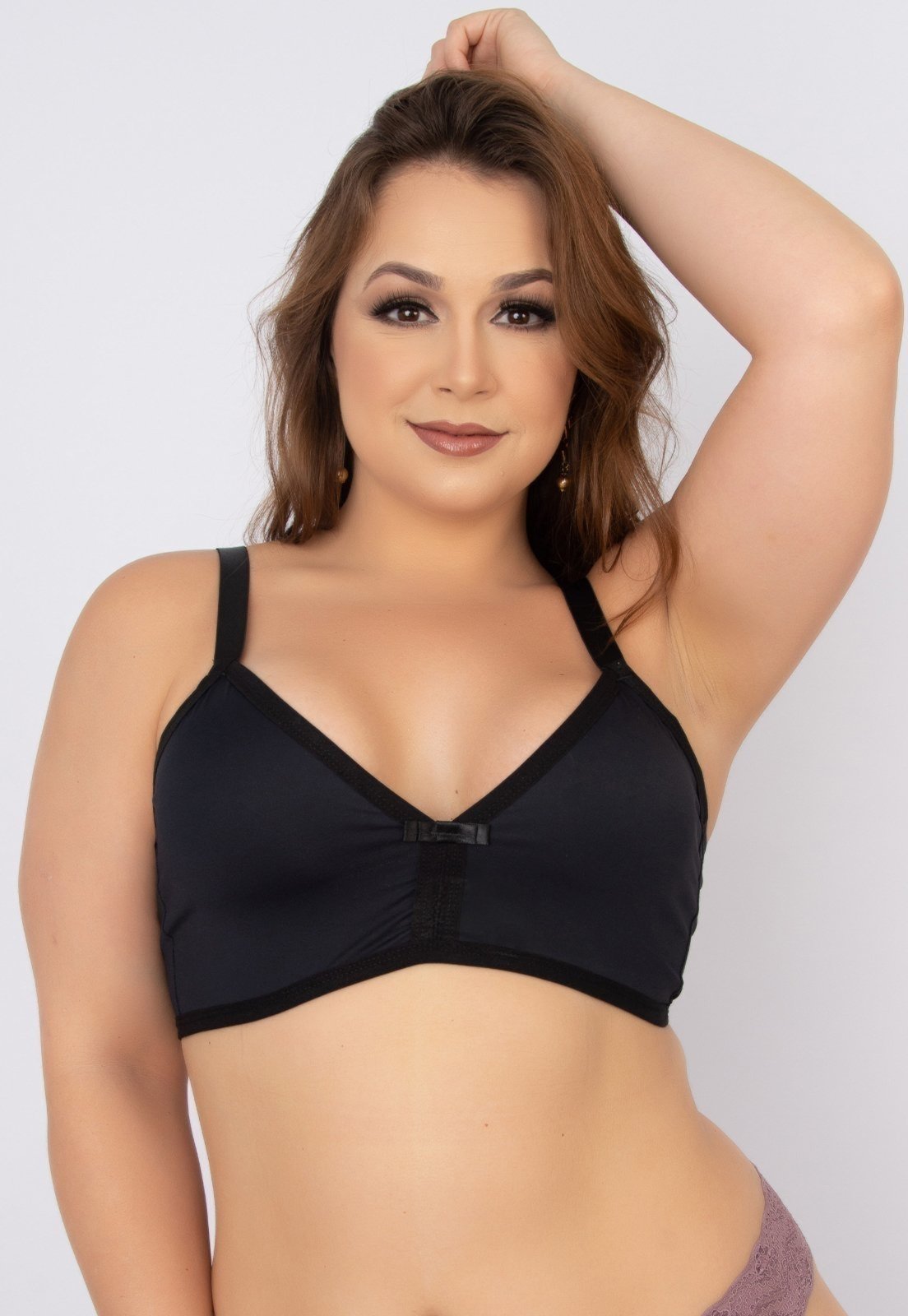 Soutien Plus Size Bella Fiore Modas Lingerie Sem Bojo Alça Reforçada Preto