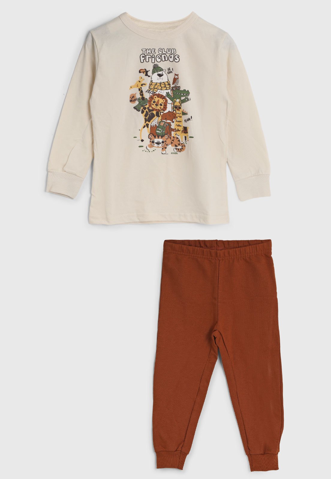 Conjunto Elian Blusa Manga Longa e Calça Off-White