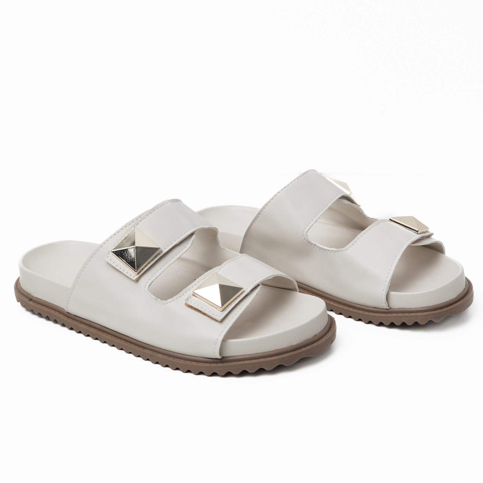 Papete Rasteira Sandalia Flat Off White Tellini Store