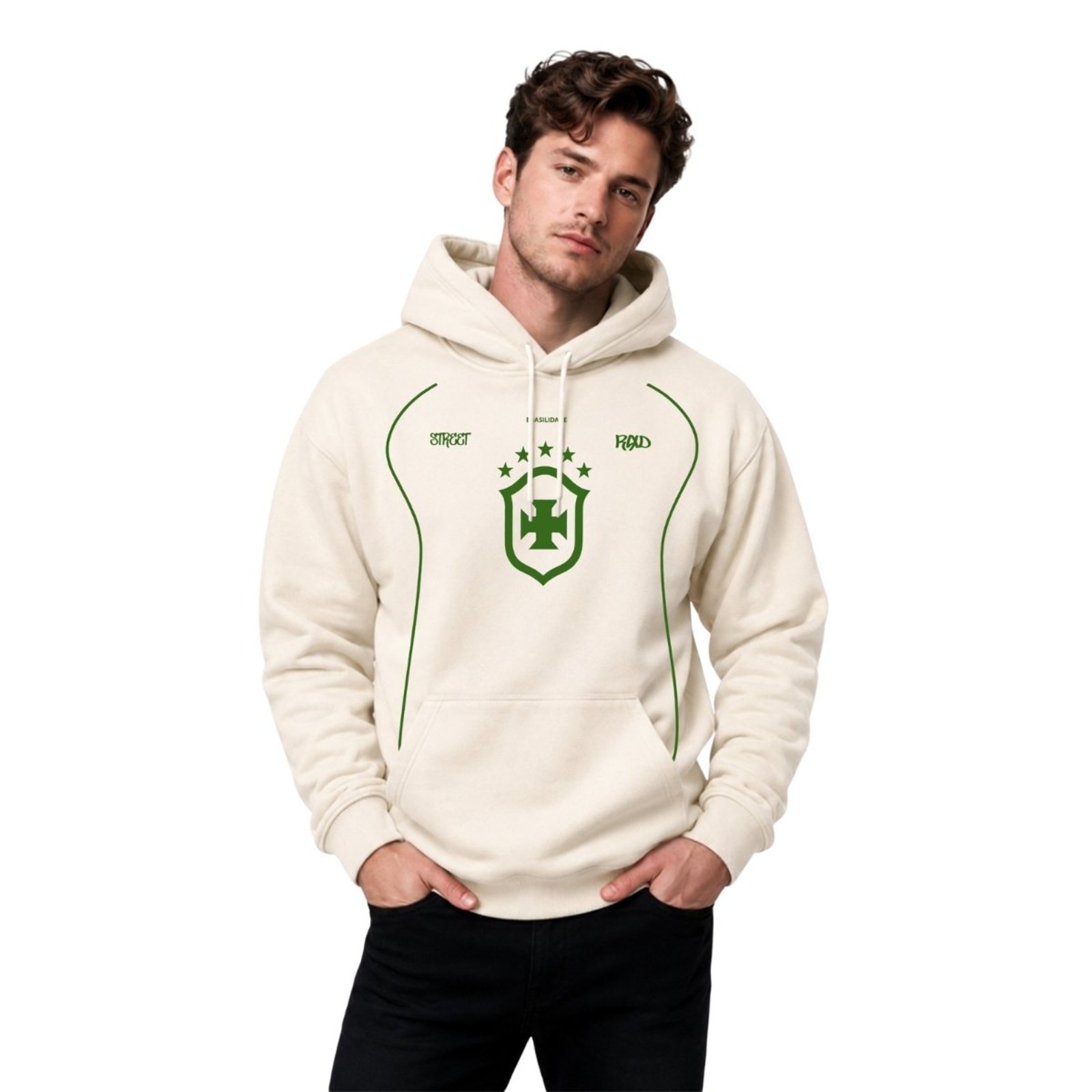 Moletom Com Capuz Masculino Brasilidade Off White Casaco Street Casual Premium
