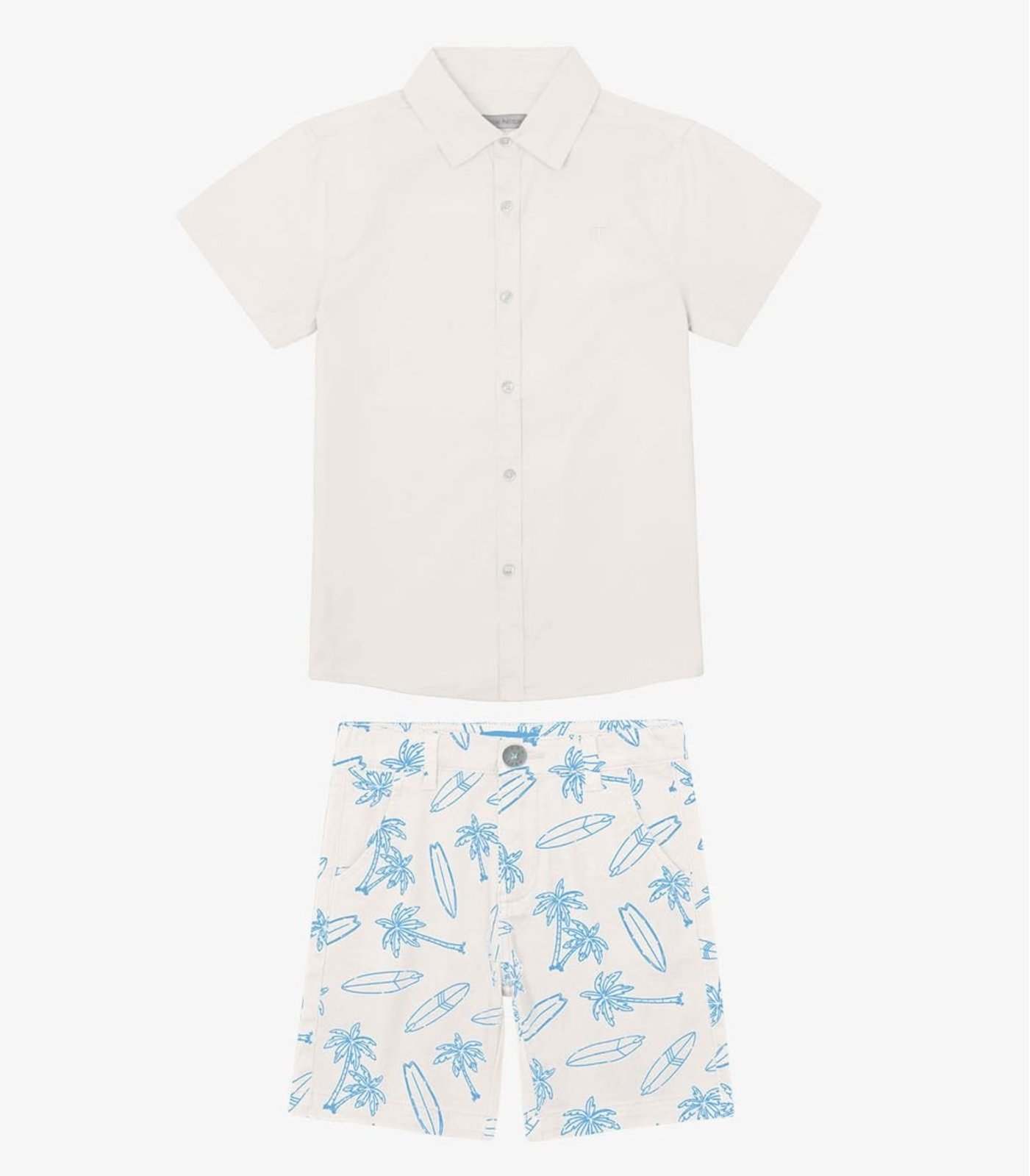 Infantil - Conjunto Masculino Blusa Polo E Bermuda Trick Nick Bege