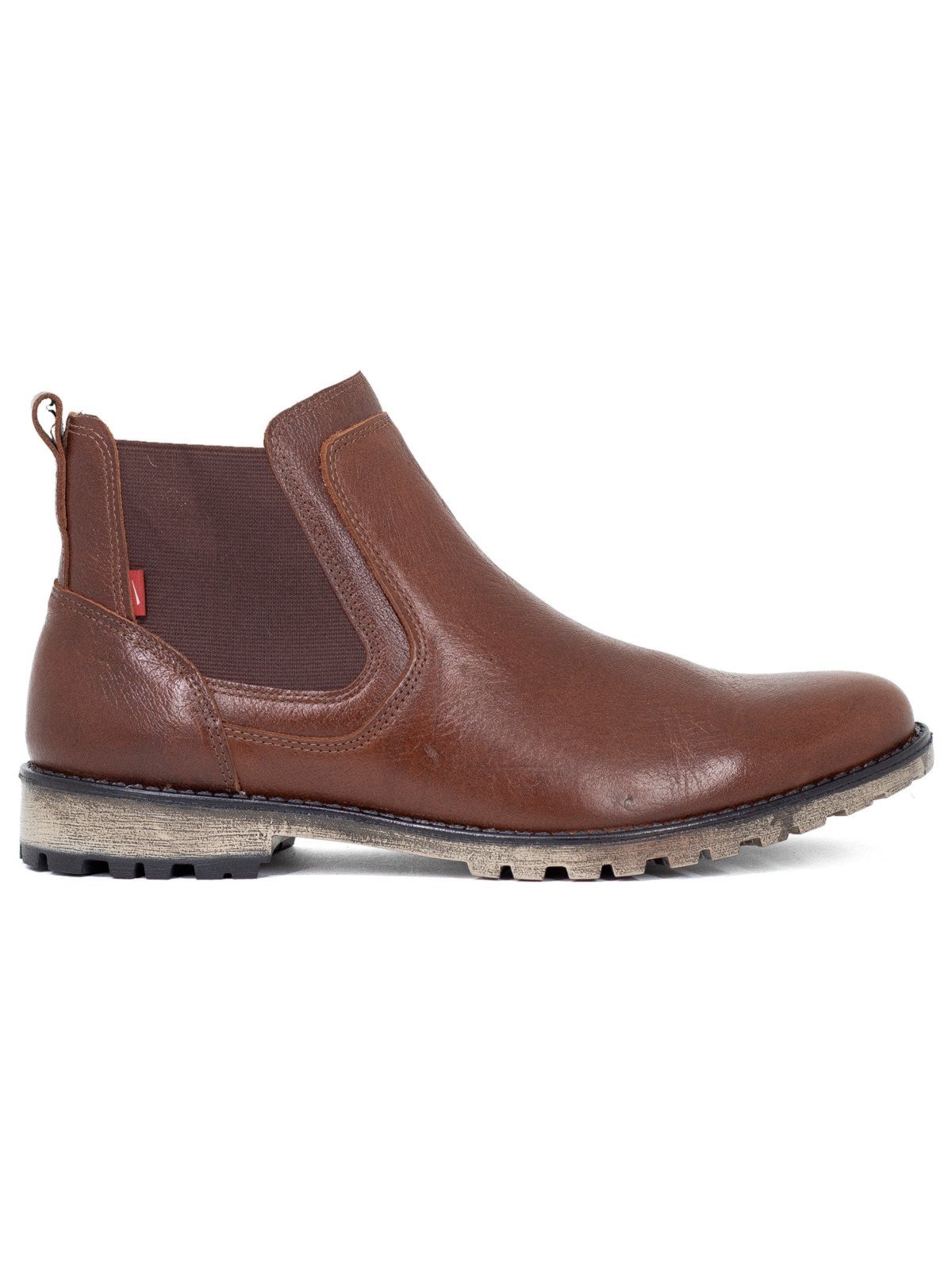Bota Masculina Ferracini 24h Cross Couro Chelsea Elástico Tratorada Marrom Café