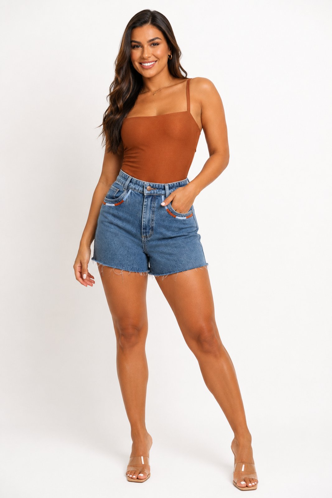 Shorts Jeans D Bell Outlet Fashion Colado Azul