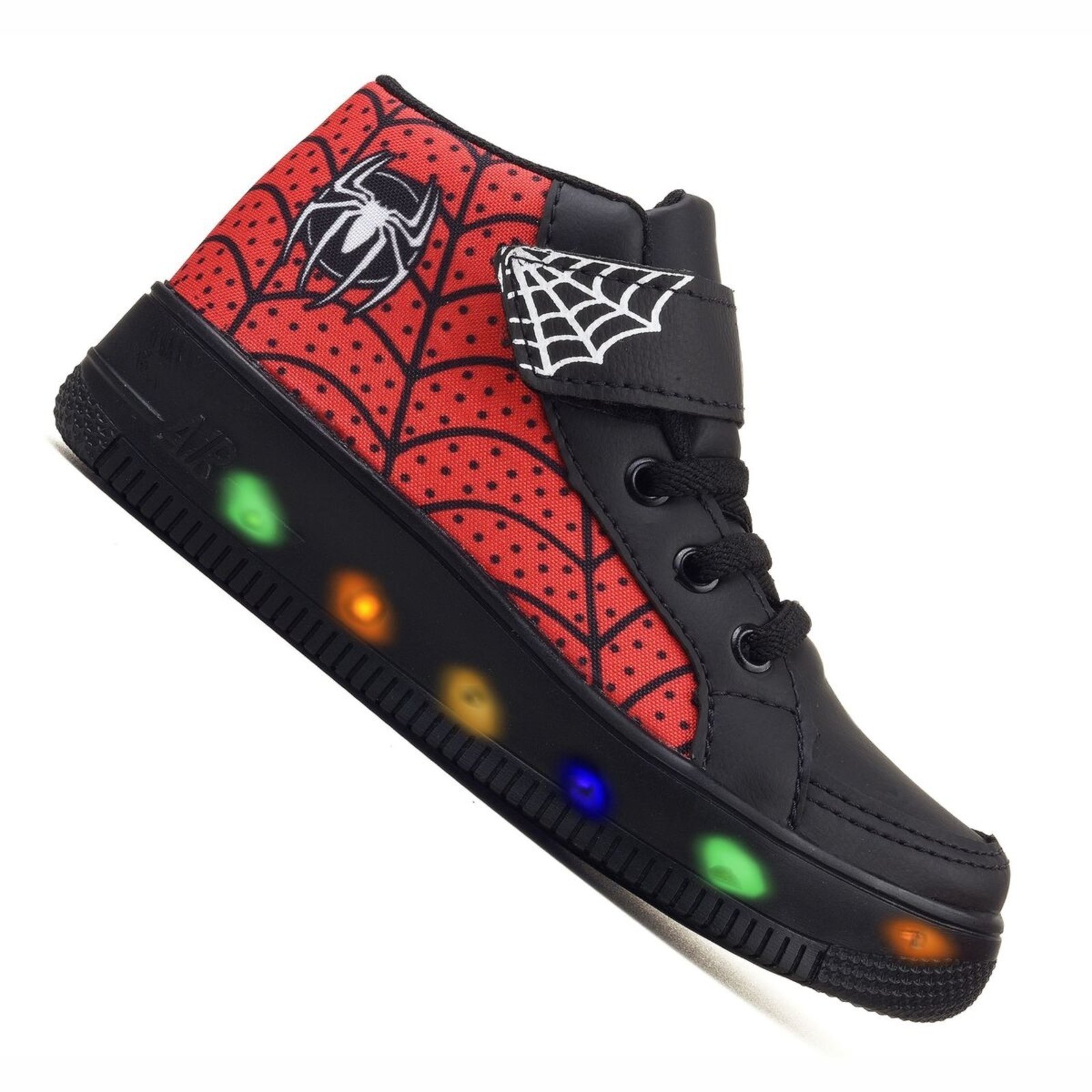 Infantil – Tenis De Led Botinha Aranha Preto Meninos