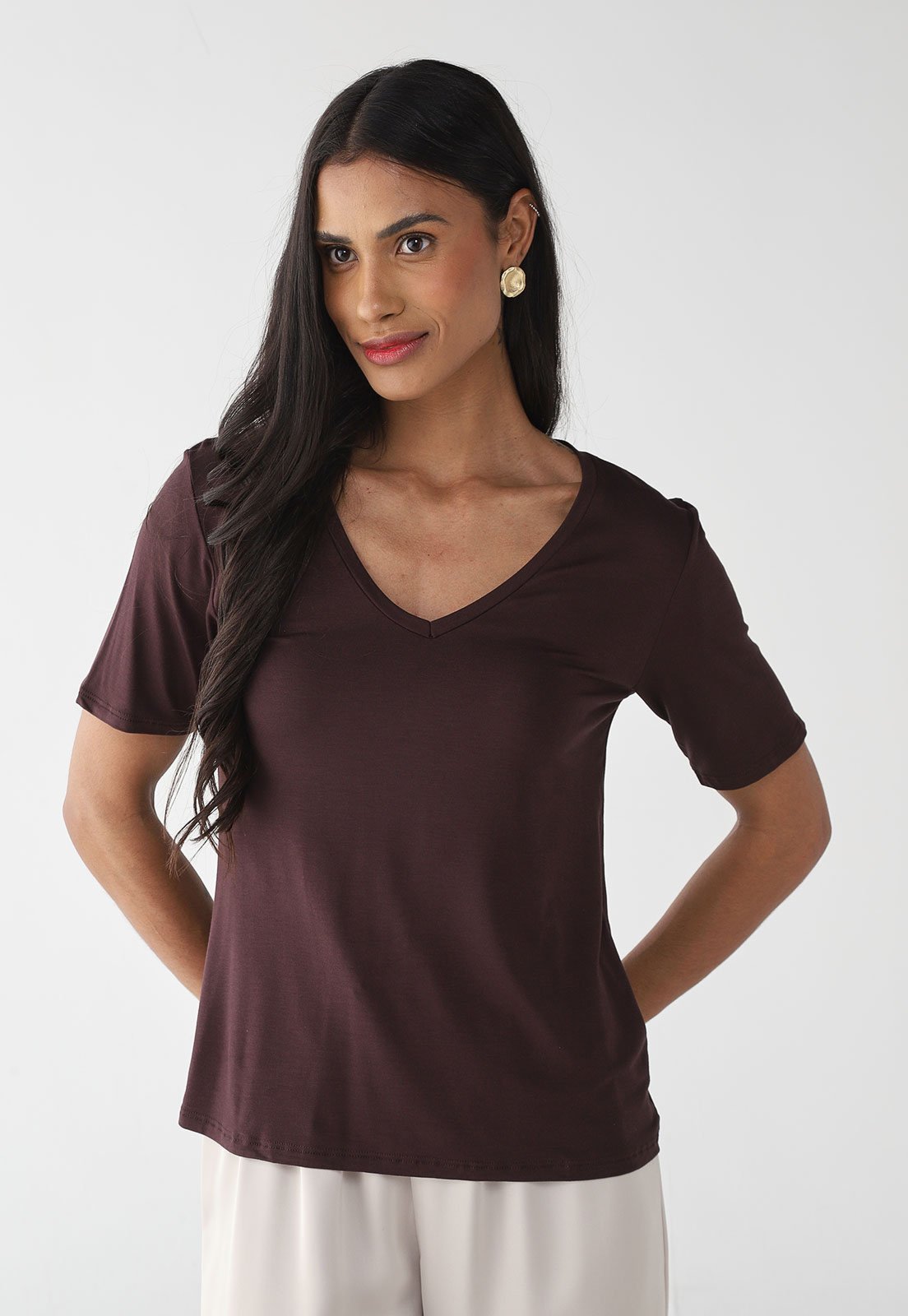 Blusa Lez a Lez Ajustada Basic Bordô