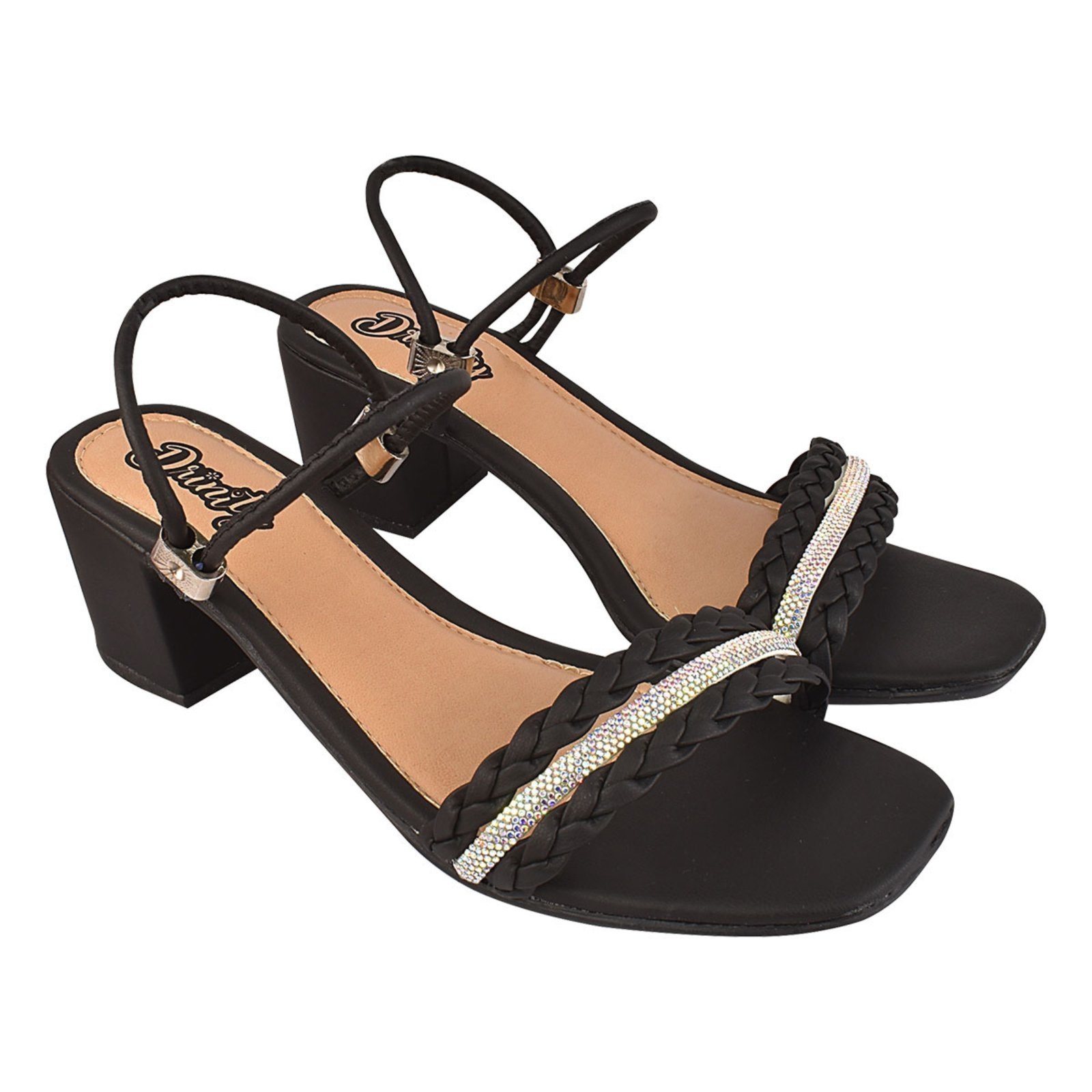 Sandália Feminina Salto Grosso Bloco Alto Casual Festa Ss11 Preto